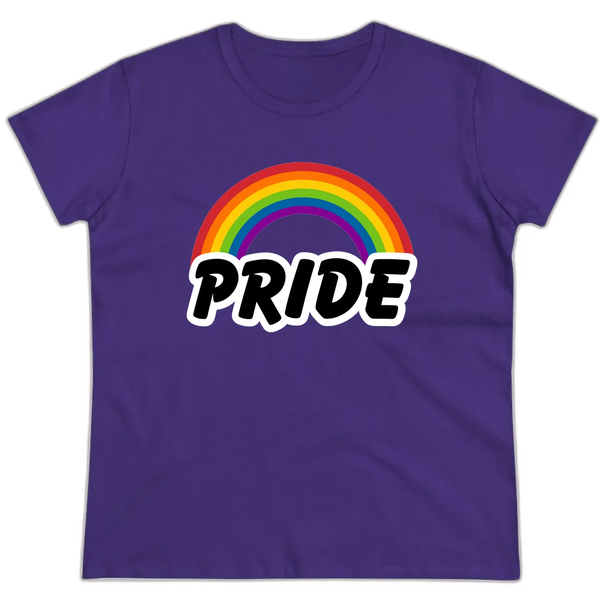 Pride Rainbow Bold Statement Ladies Tee in Purple