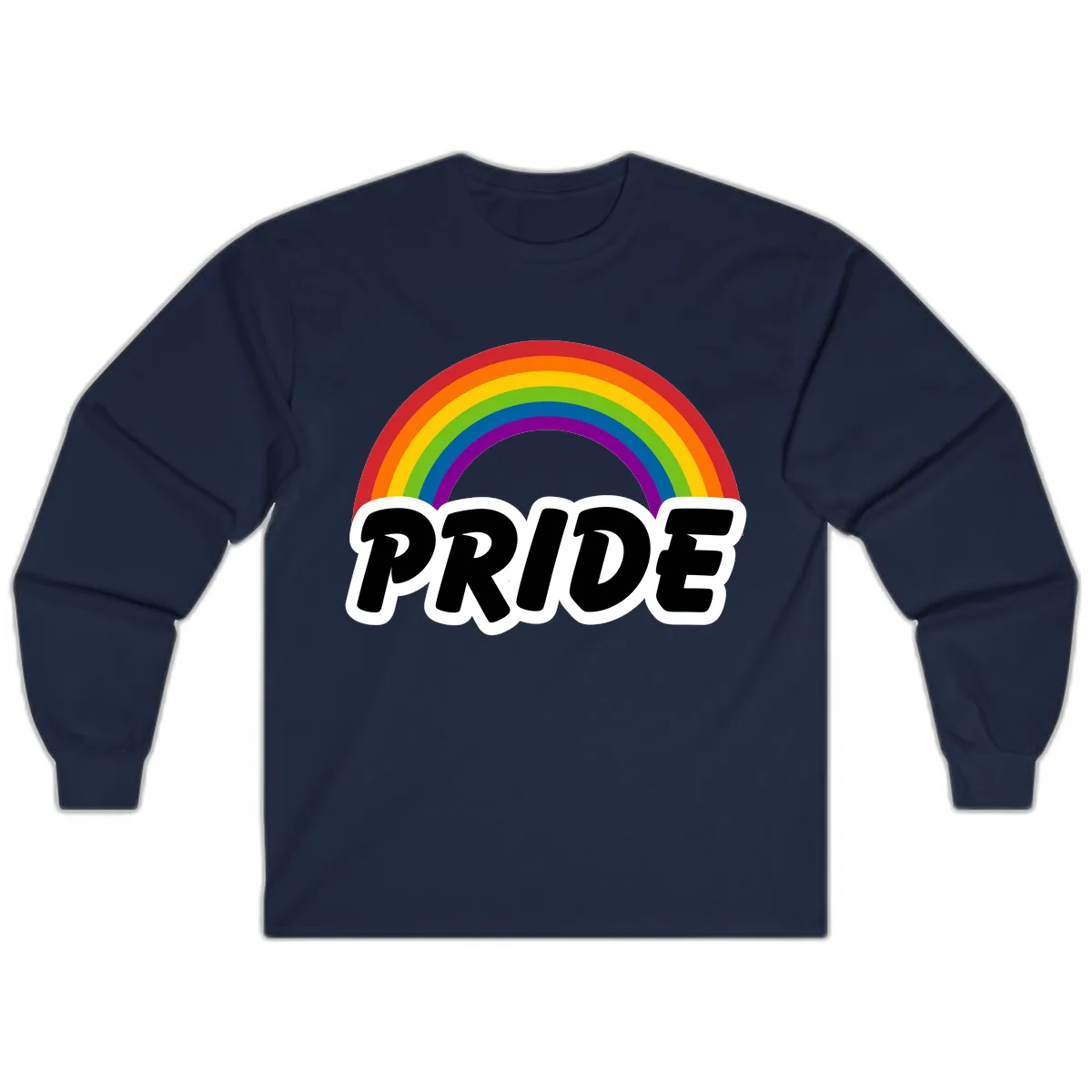 Pride Rainbow Bold Statement Long Sleeve in Navy