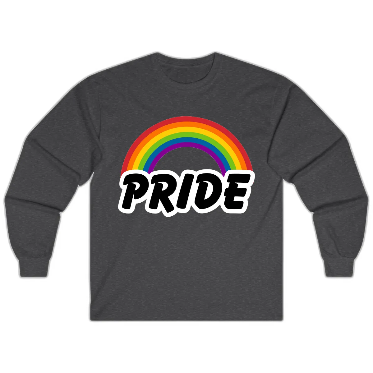 Pride Rainbow Bold Statement Long Sleeve in Dark Heather