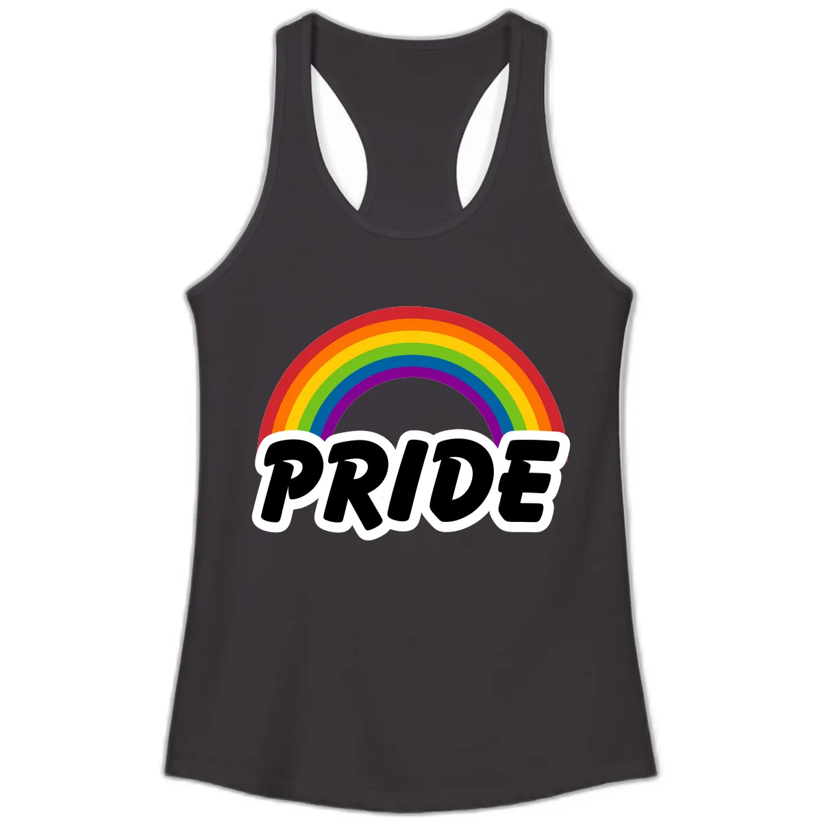 Pride Rainbow Bold Statement Ladies Tank in Black