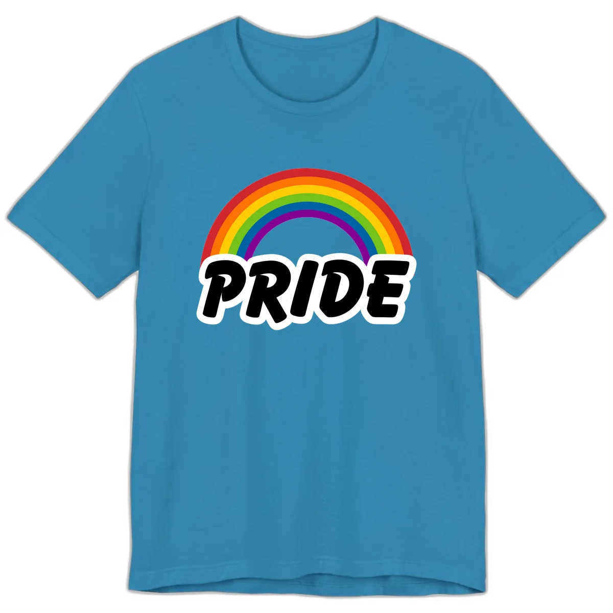 Pride Rainbow Bold Statement Premium T-Shirt in Aqua