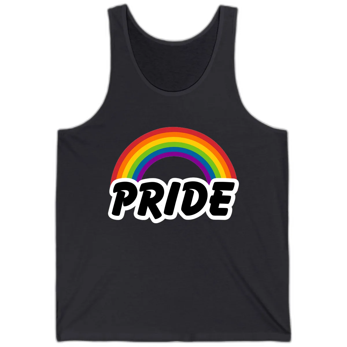 Pride Rainbow Bold Statement Tank in Dark Grey