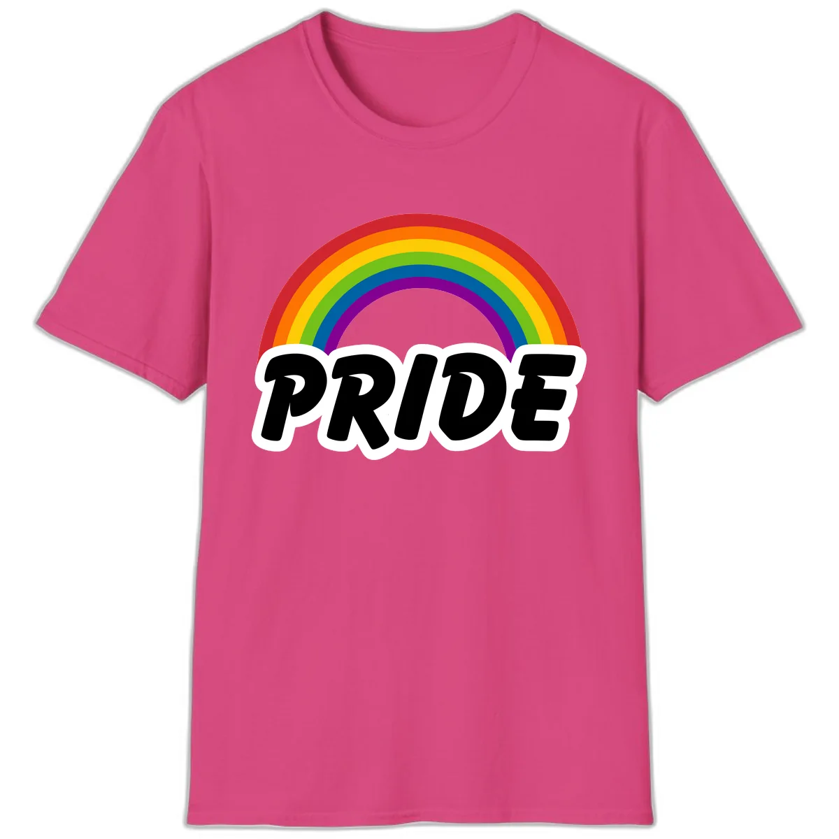 Pride Rainbow Bold Statement T-Shirt in Heliconia