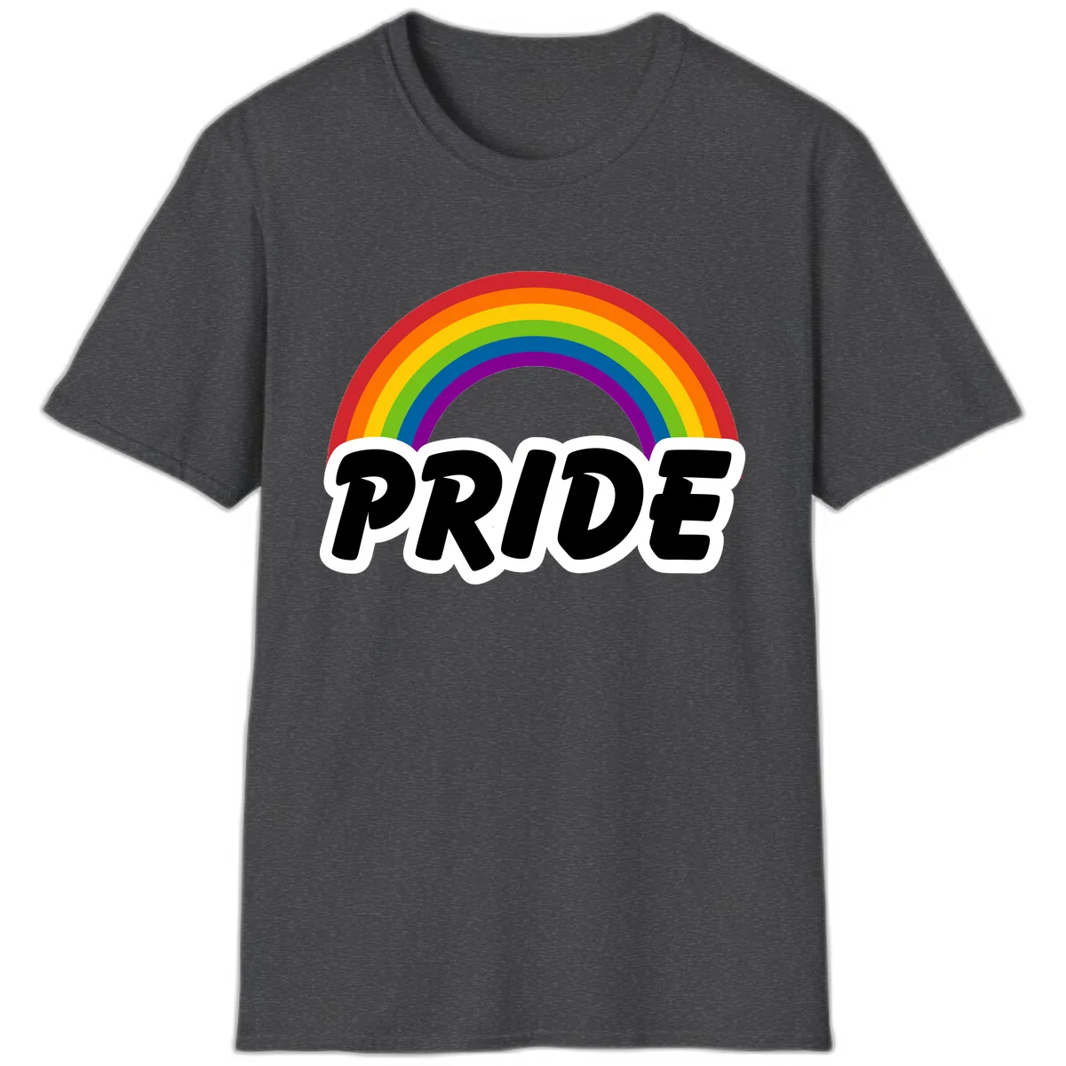 Pride Rainbow Bold Statement T-Shirt in Dark Heather