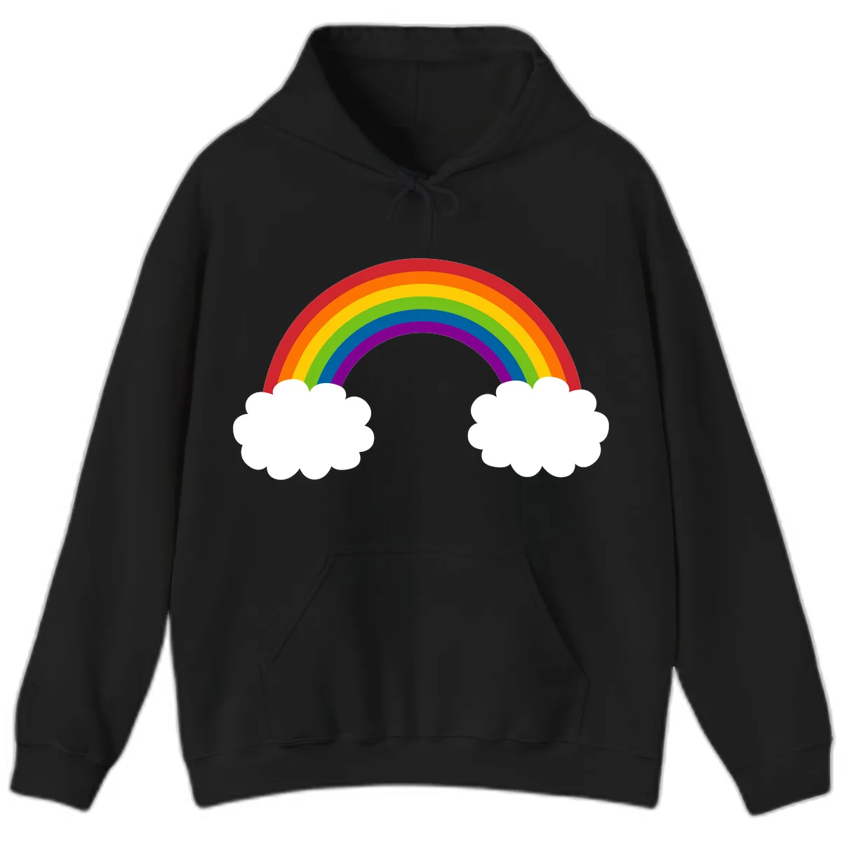 Rainbow Bridge Between Clouds Hoodie in Black