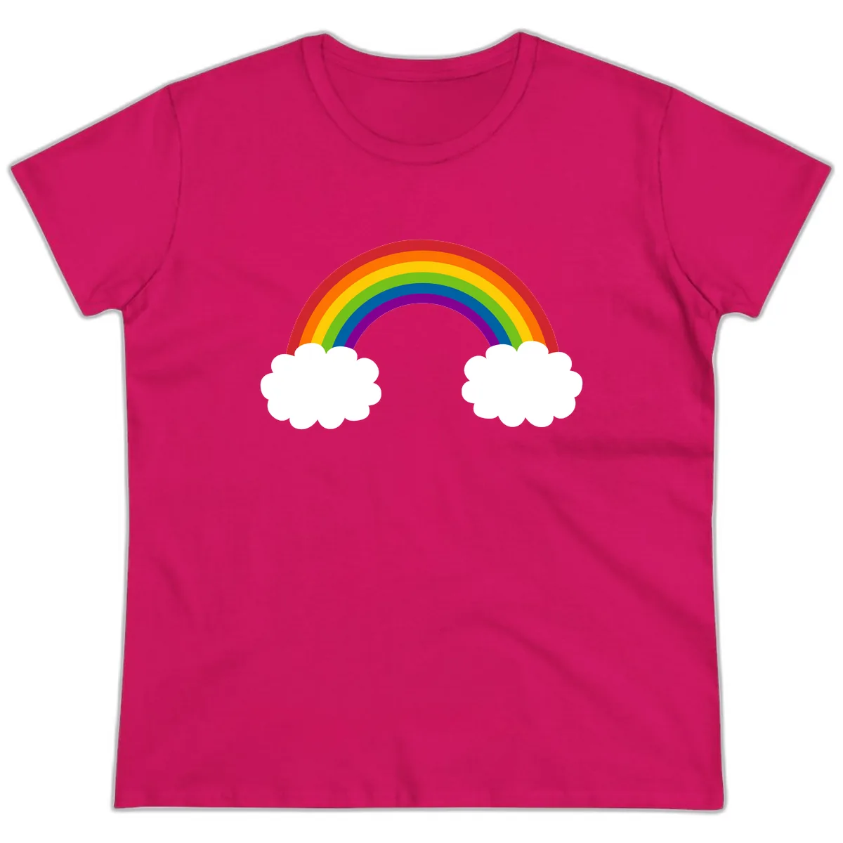 Rainbow Bridge Between Clouds Ladies Tee in Heliconia
