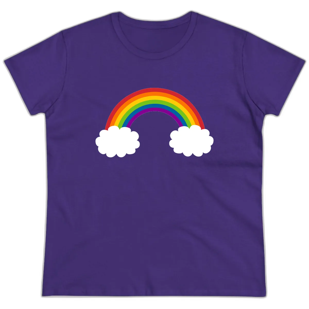Rainbow Bridge Between Clouds Ladies Tee in Purple