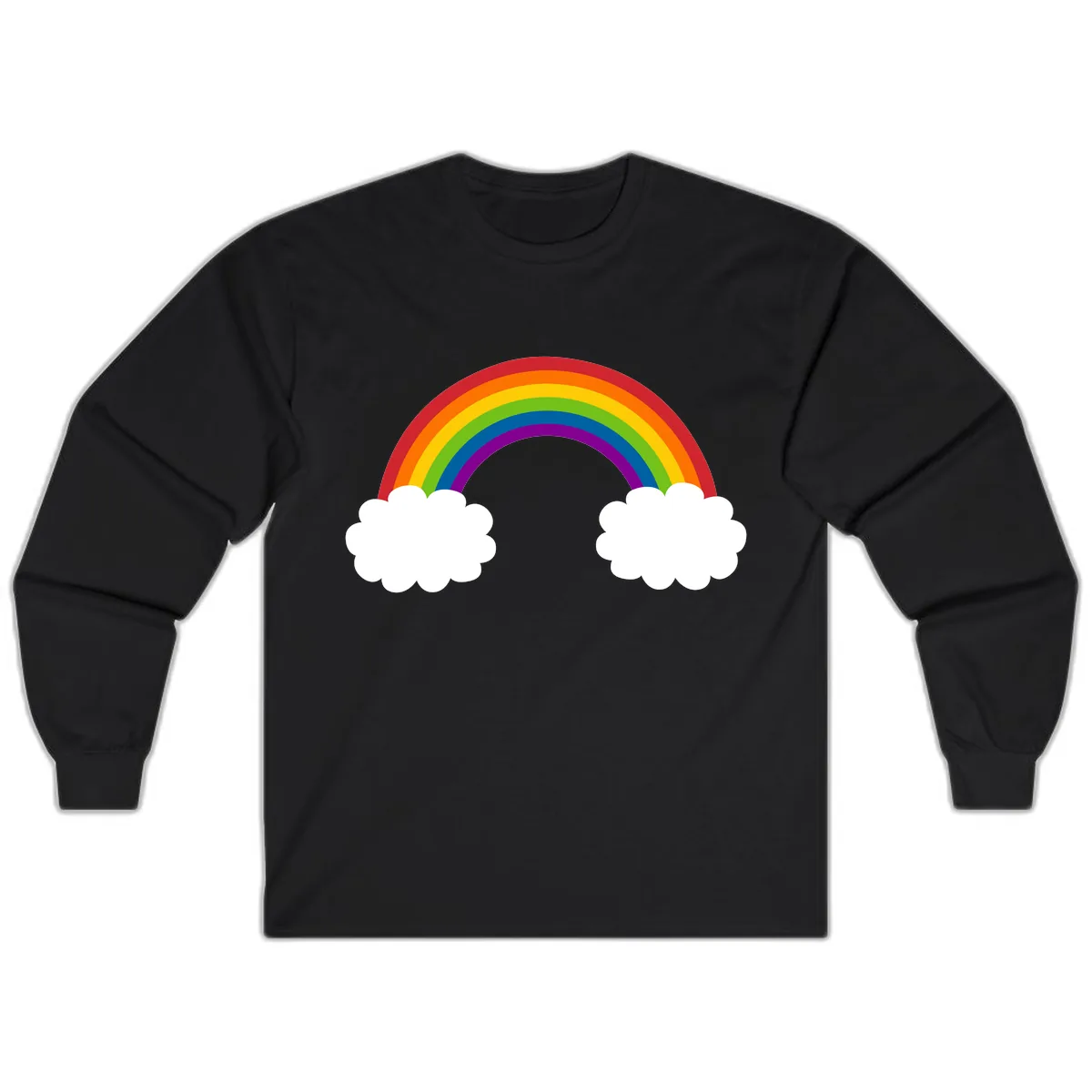 Rainbow Bridge Between Clouds Long Sleeve in Black