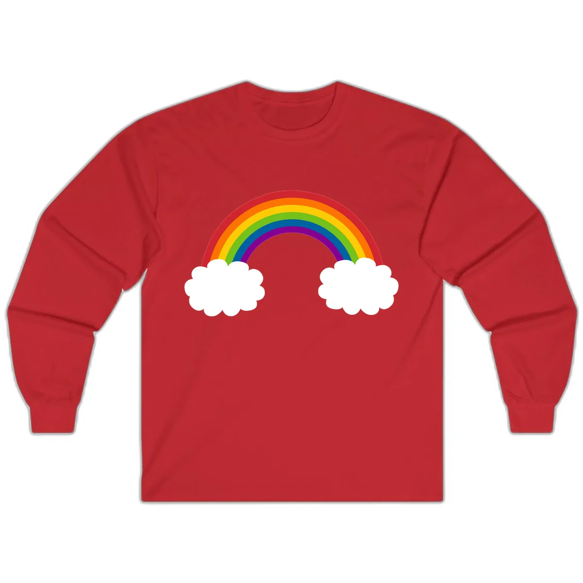 Rainbow Bridge Between Clouds Long Sleeve in Red