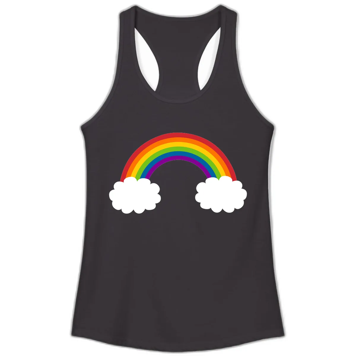 Rainbow Bridge Between Clouds Ladies Tank in Black