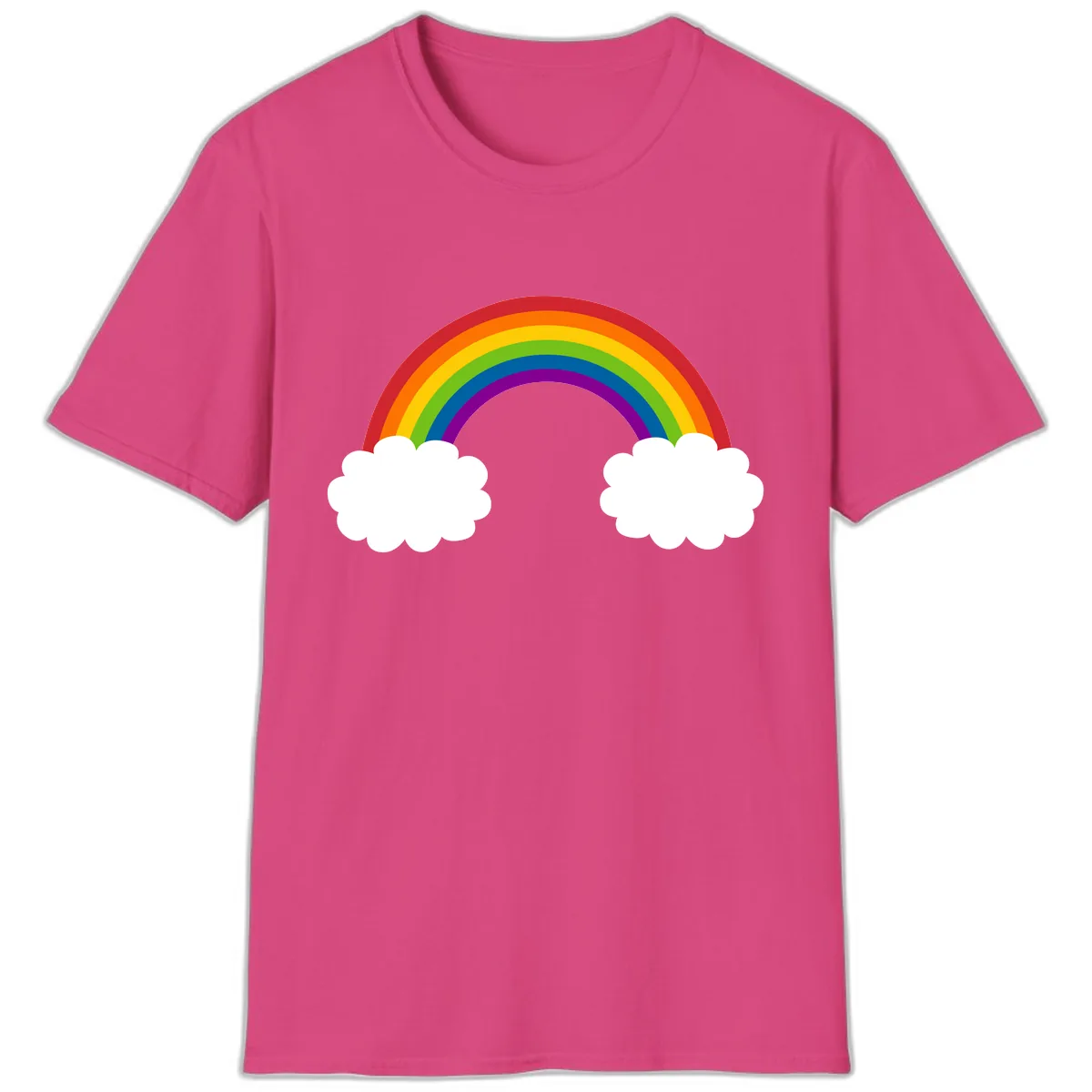 Rainbow Bridge Between Clouds T-Shirt in Heliconia