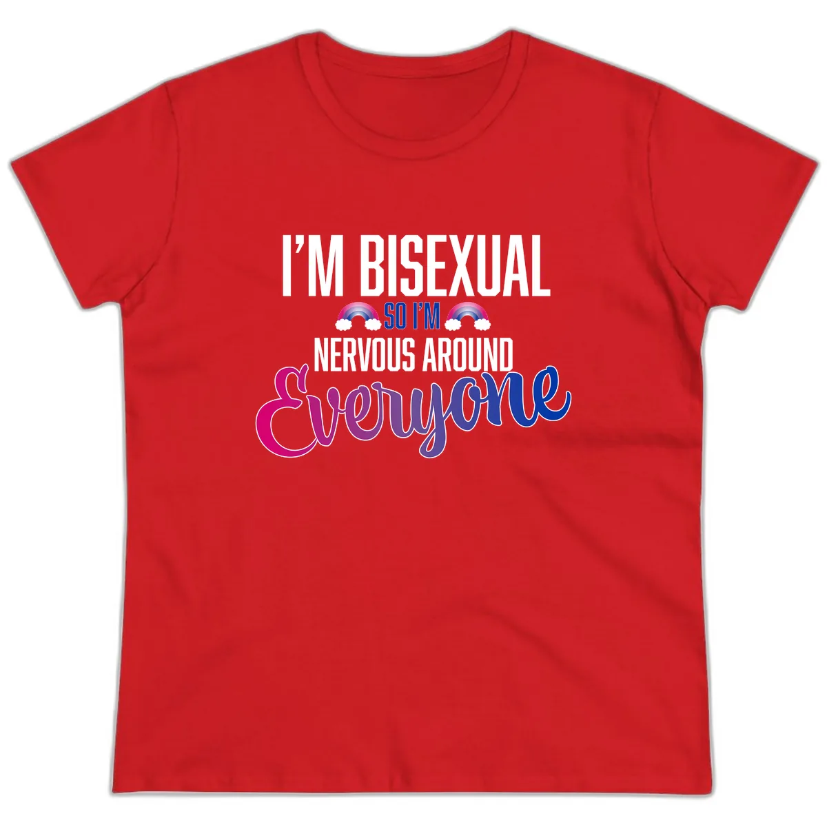 Bisexual Nervous Energy Pride Ladies Tee in Red