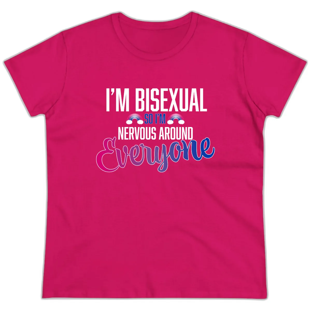 Bisexual Nervous Energy Pride Ladies Tee in Heliconia