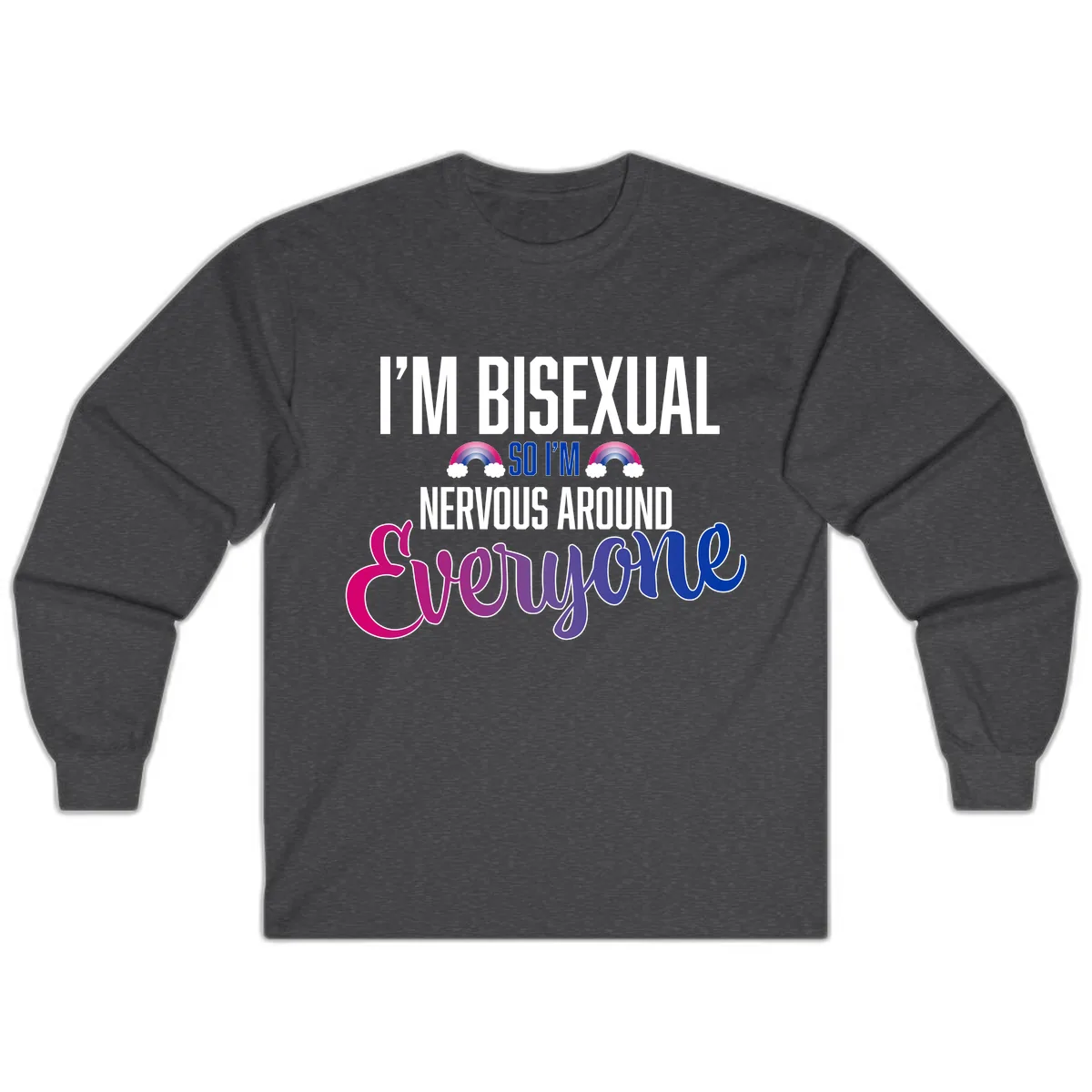 Bisexual Nervous Energy Pride Long Sleeve in Dark Heather