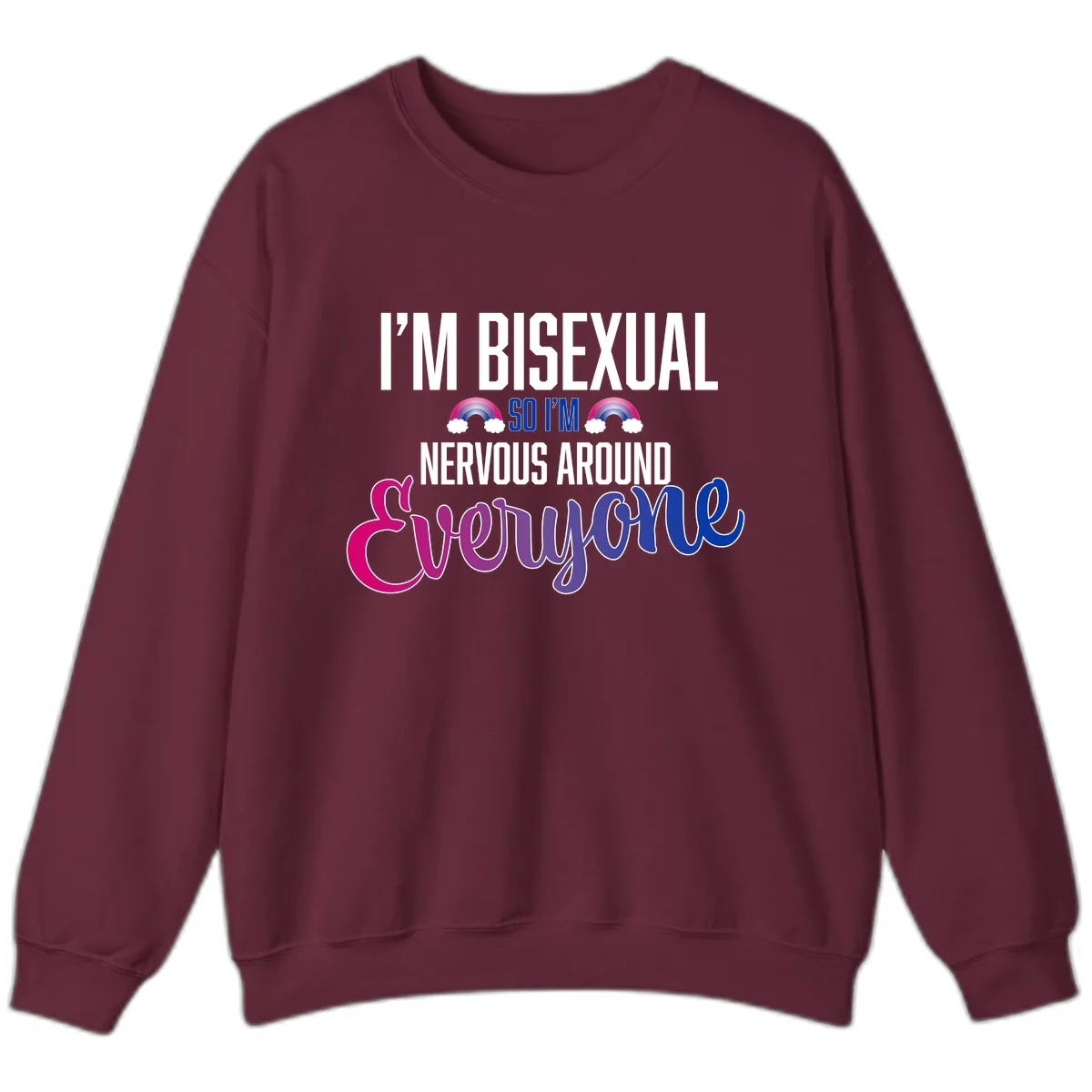 Bisexual Nervous Energy Pride Sweatshirt in Maroon