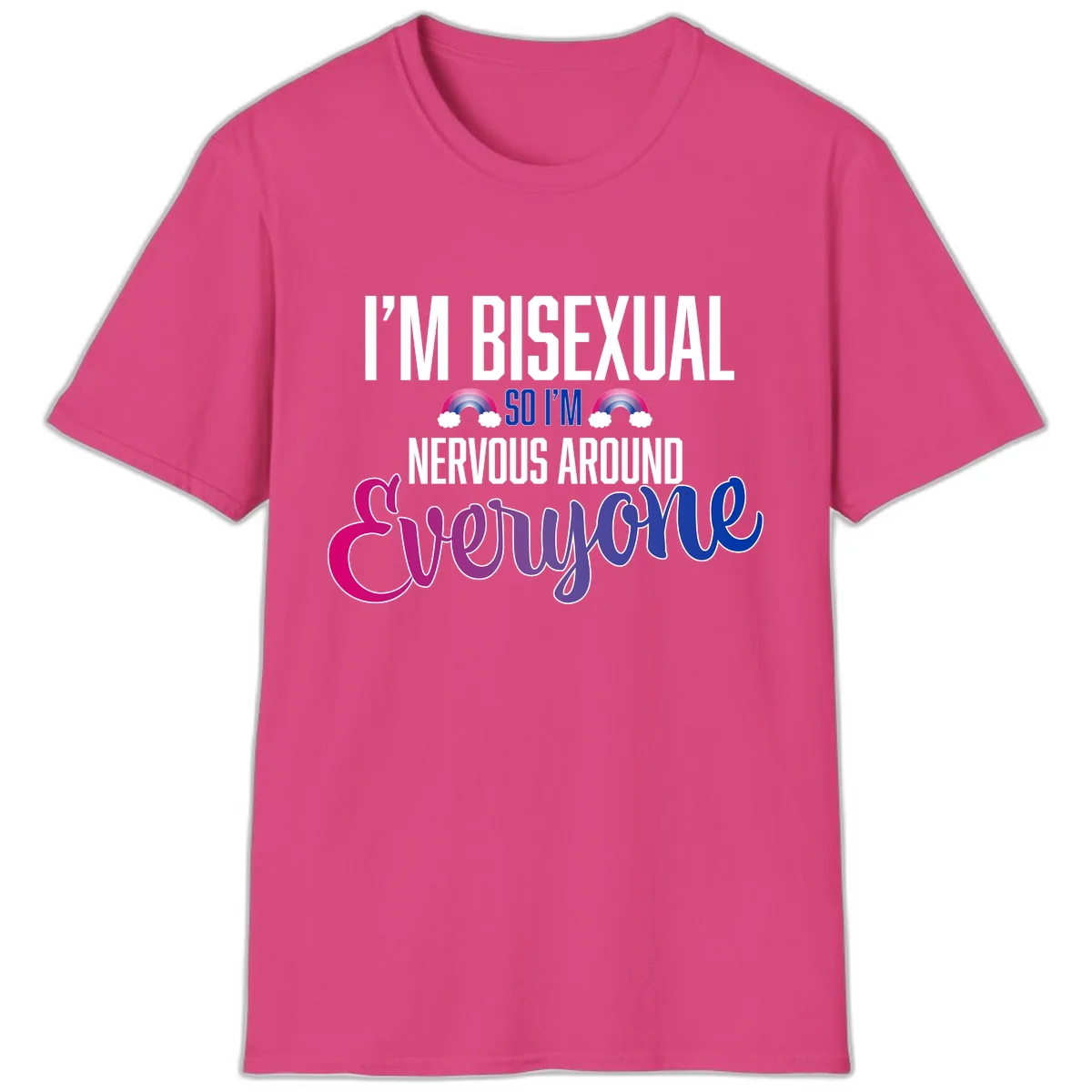 Bisexual Nervous Energy Pride T-Shirt in Heliconia
