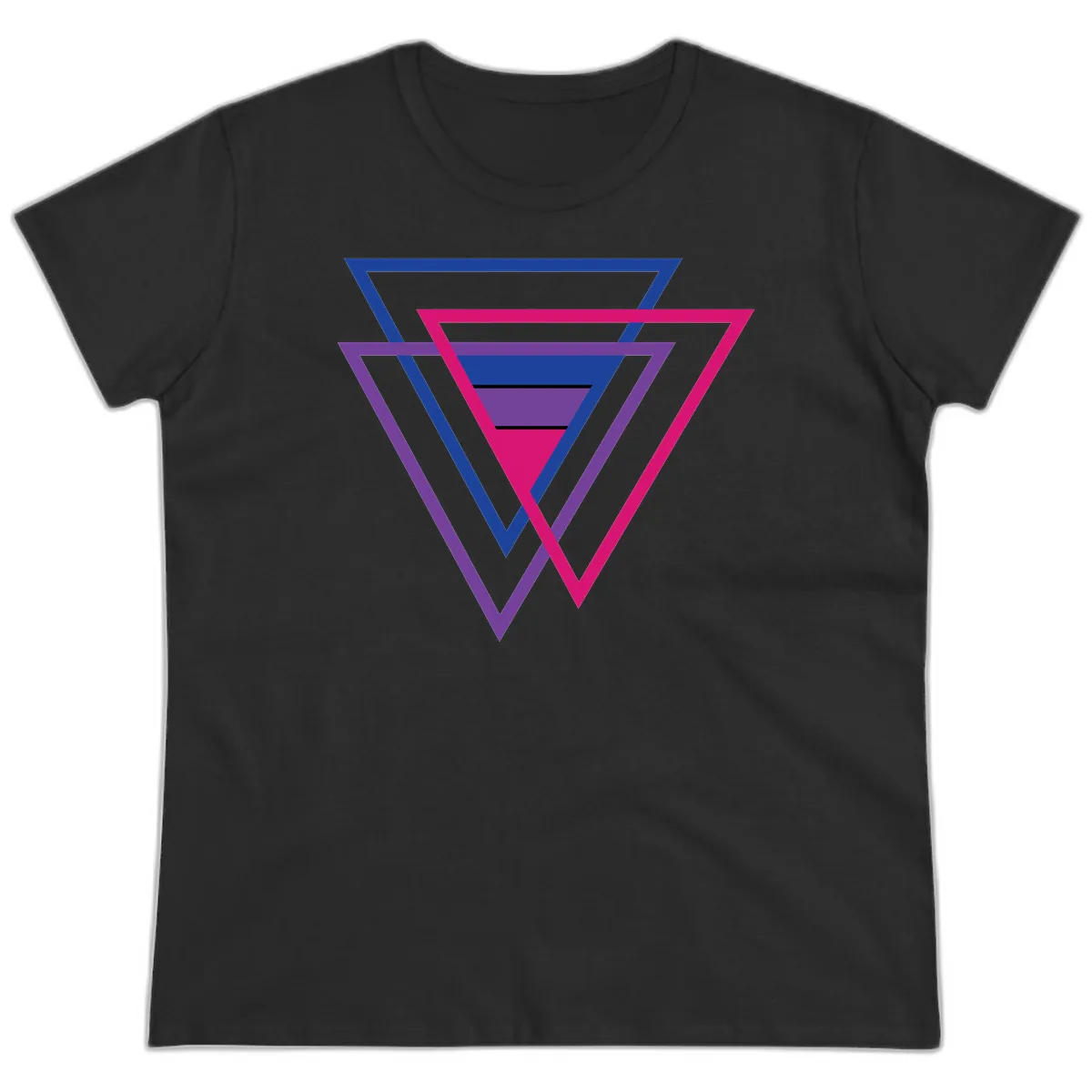 Nested Triangles Pride Ladies Tee in Black