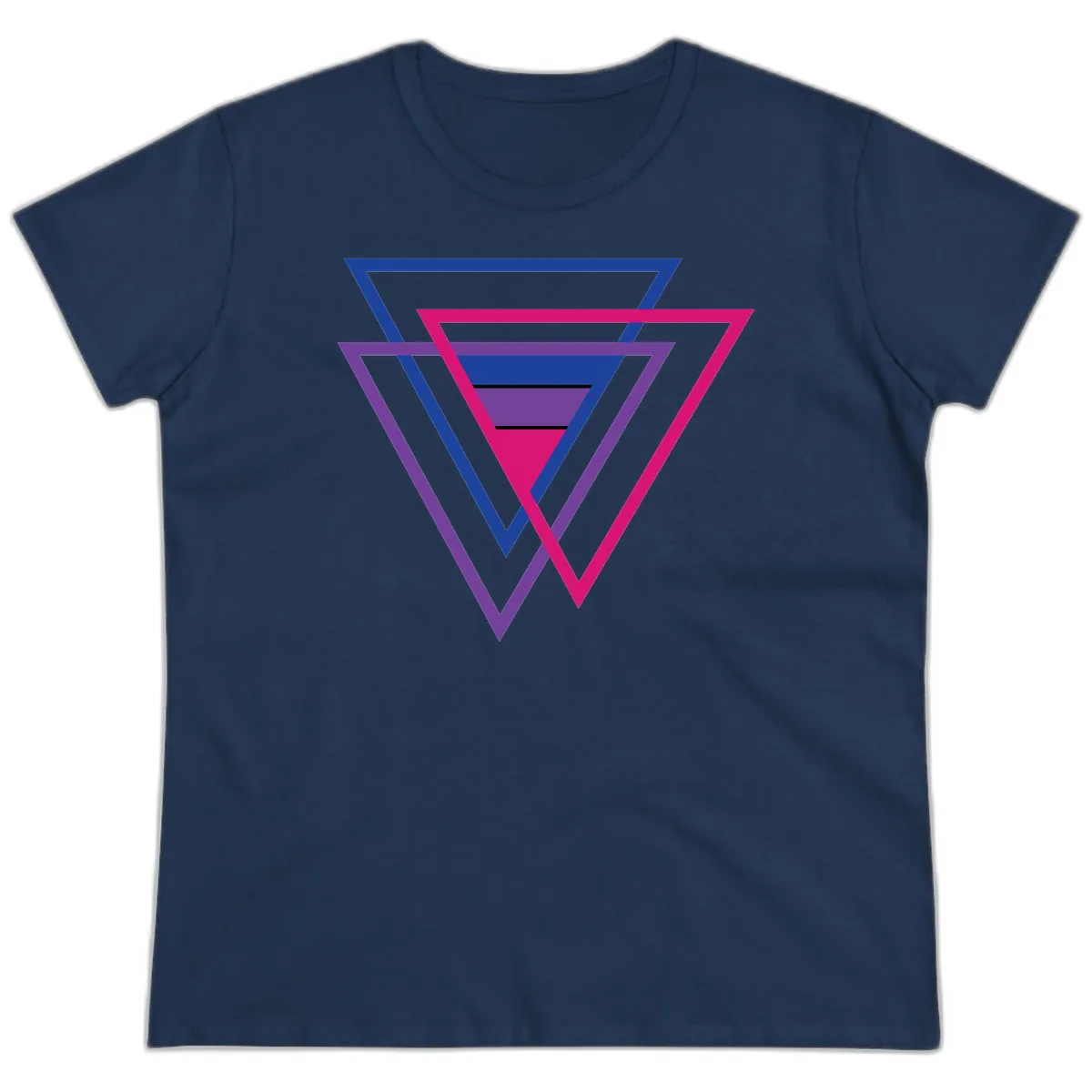 Nested Triangles Pride Ladies Tee in Navy