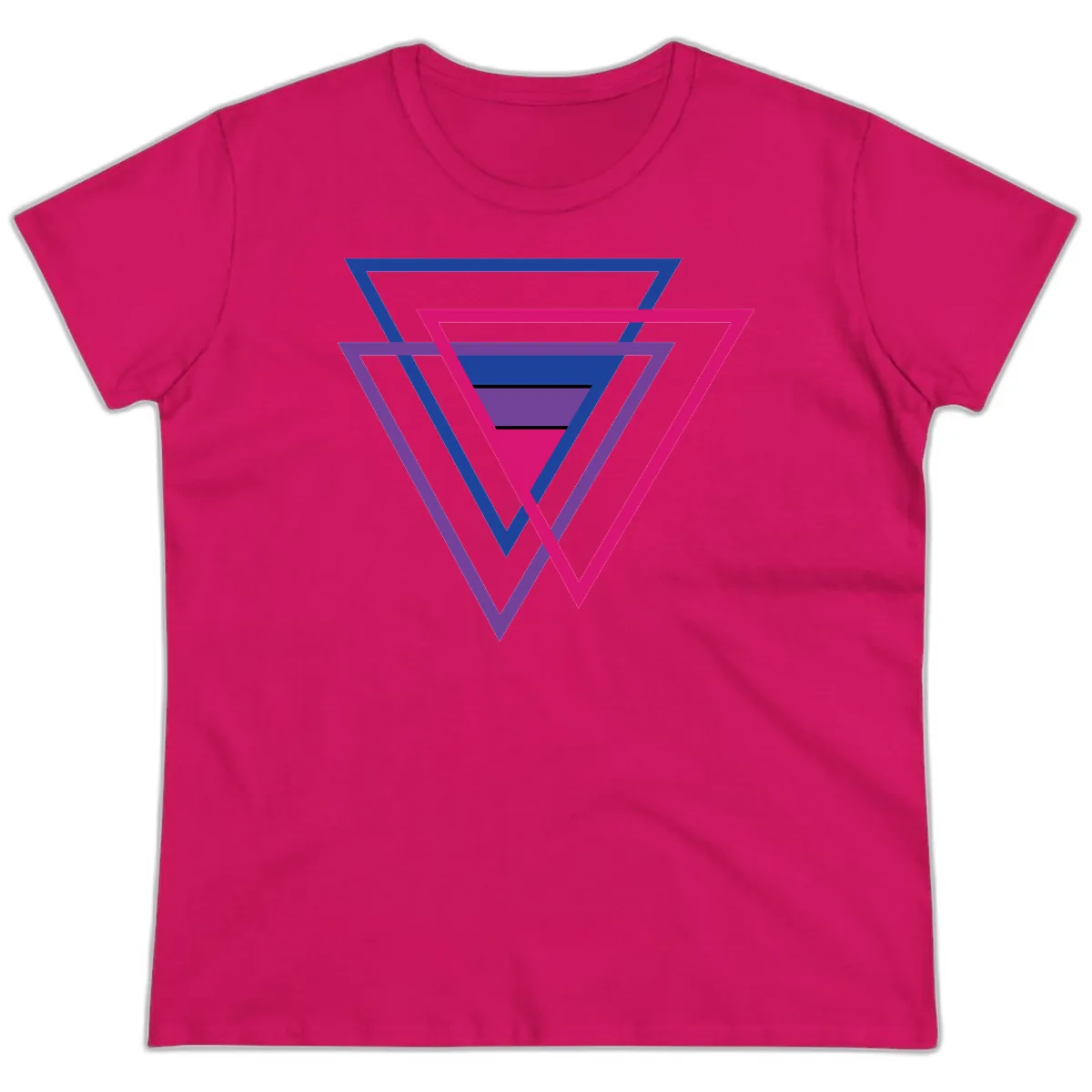 Nested Triangles Pride Ladies Tee in Heliconia