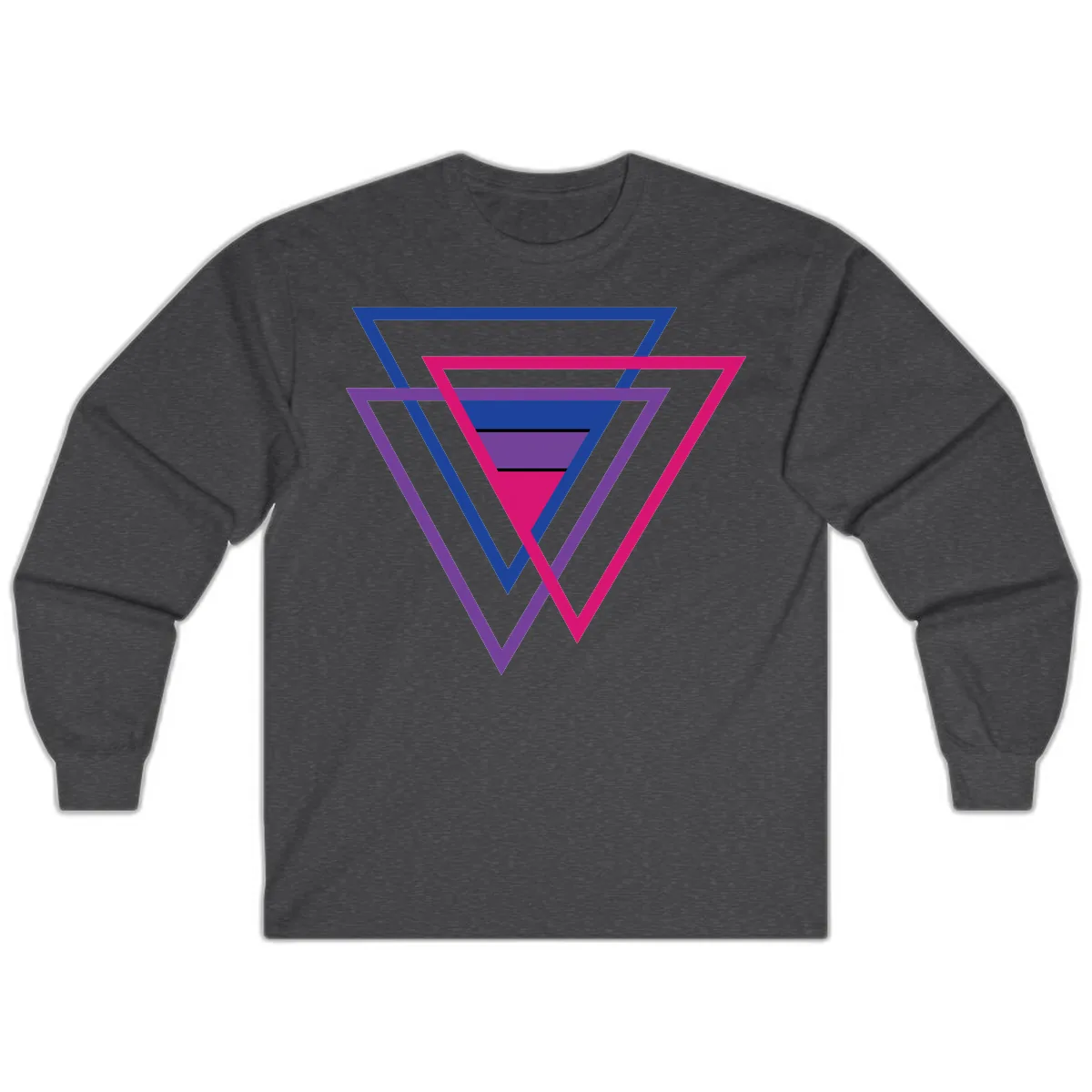 Nested Triangles Pride Long Sleeve in Dark Heather
