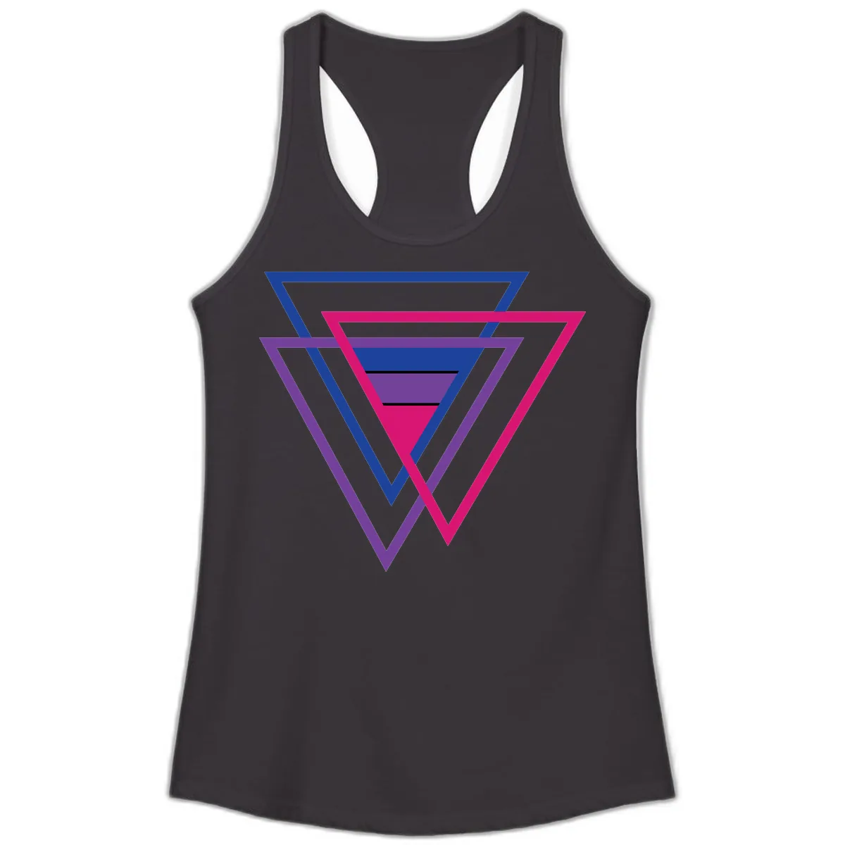 Nested Triangles Pride Ladies Tank in Black