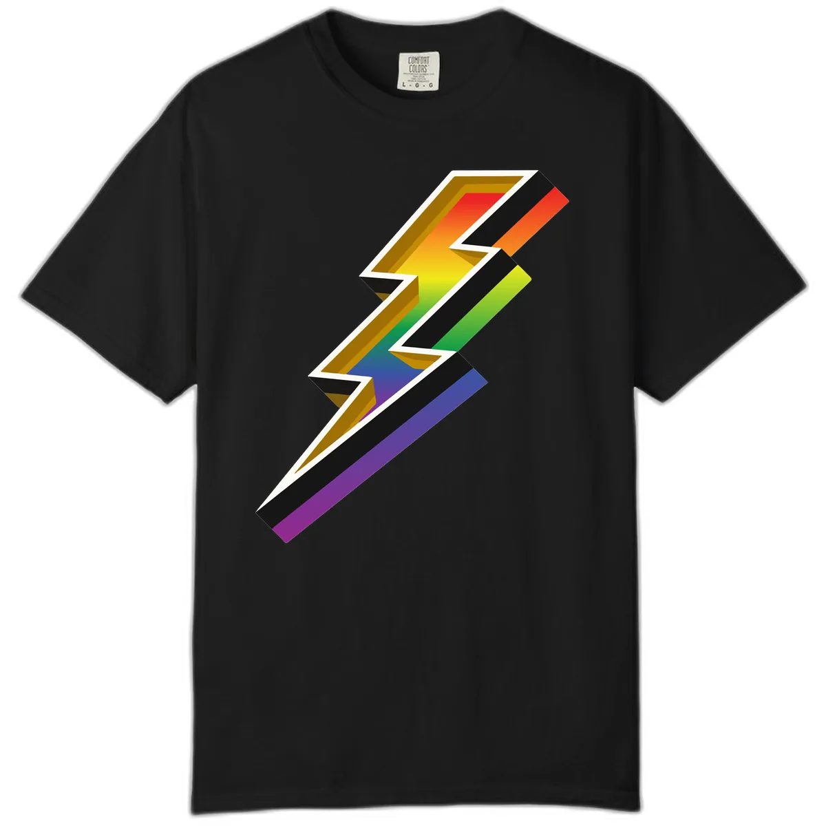 Rainbow Lightning Pride Bolt Comfort Color in Black