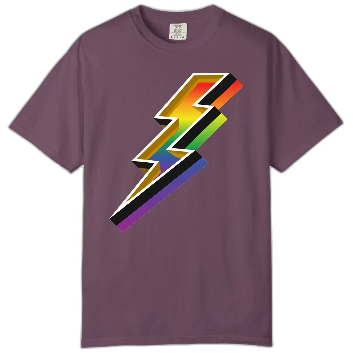 Rainbow Lightning Pride Bolt Comfort Color in Berry