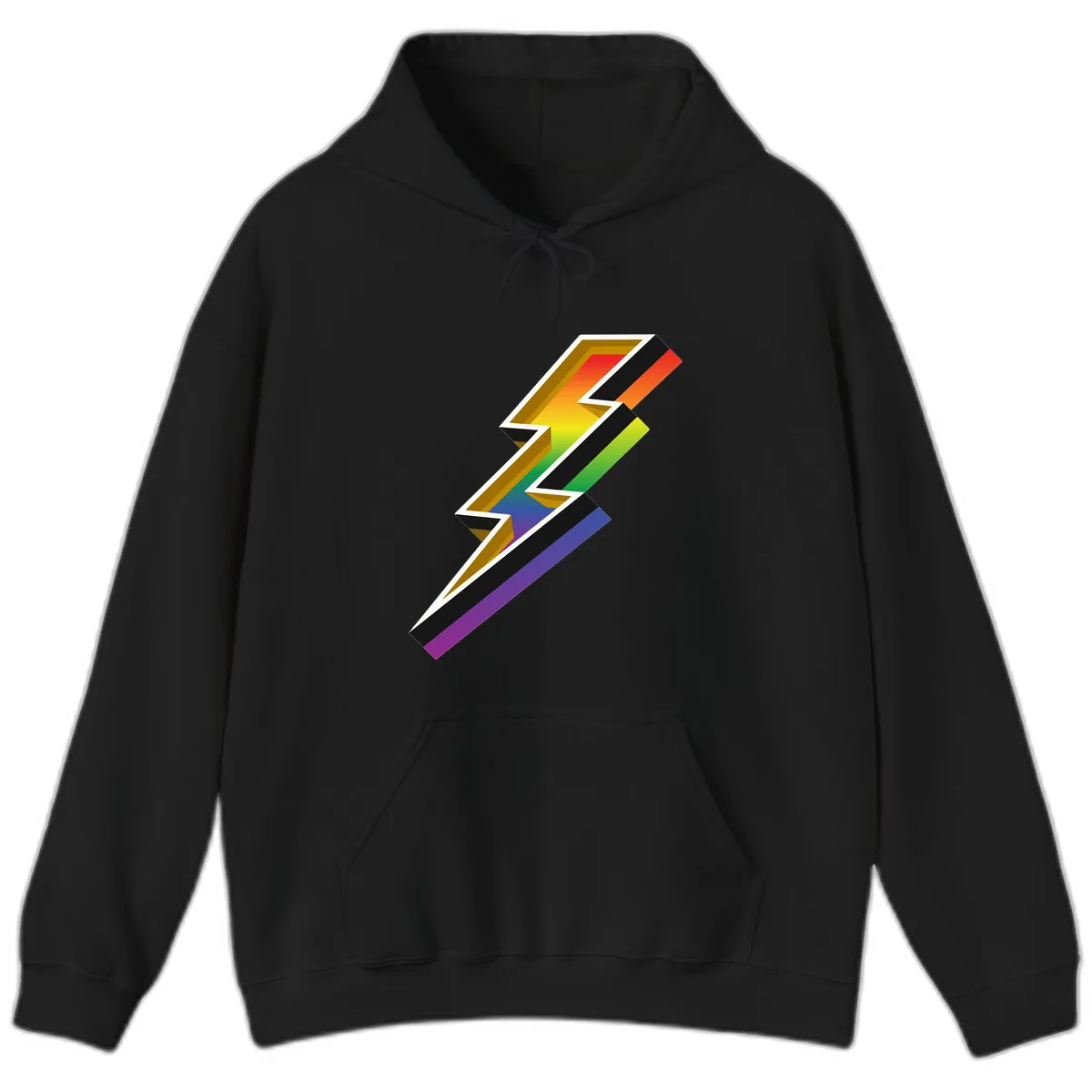 Rainbow Lightning Pride Bolt Hoodie in Black