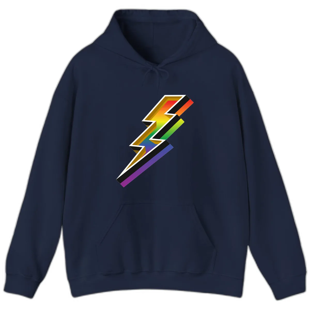 Rainbow Lightning Pride Bolt Hoodie in Navy