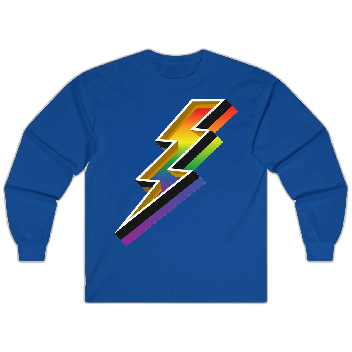 Rainbow Lightning Pride Bolt Long Sleeve in Royal