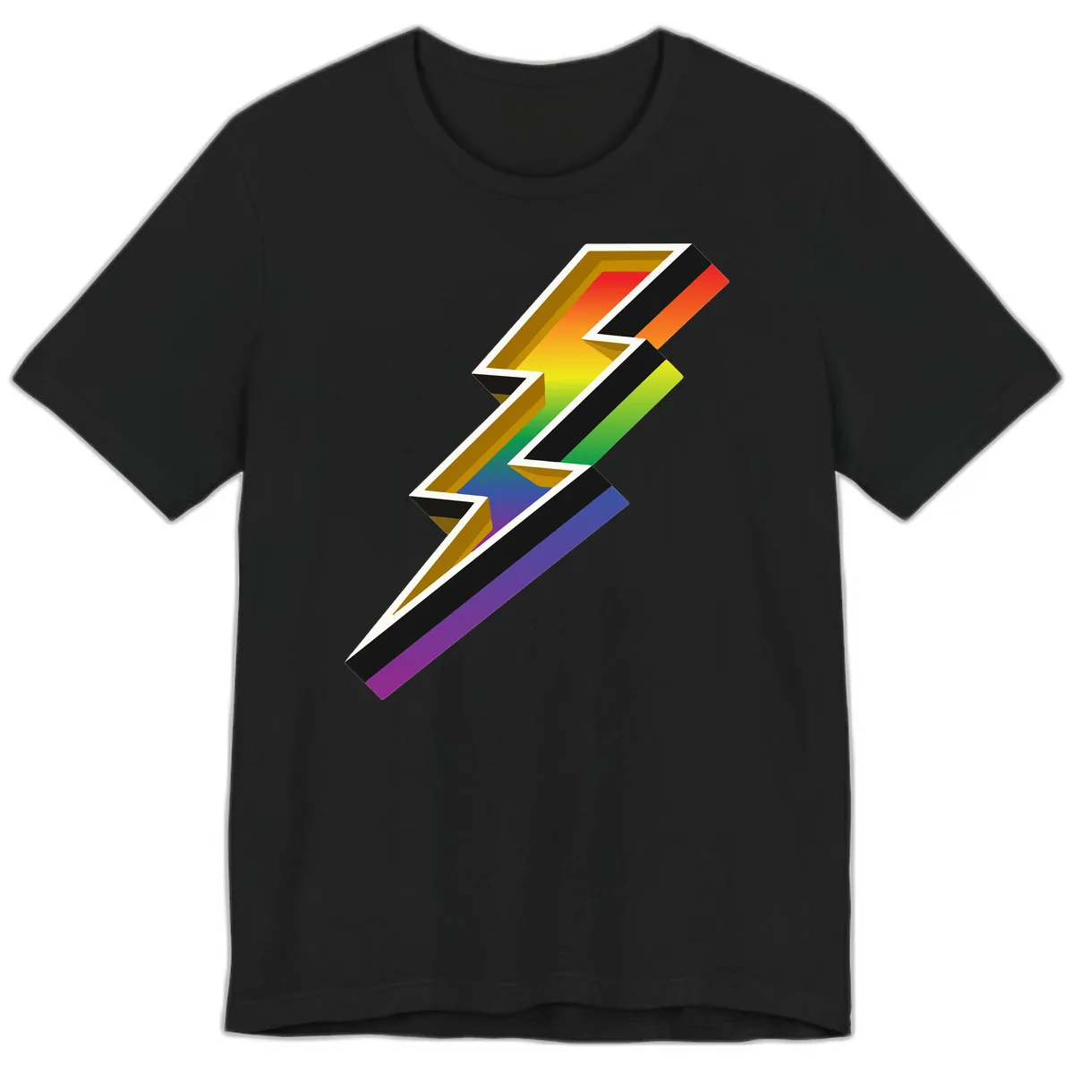 Rainbow Lightning Pride Bolt Premium T-Shirt in Black