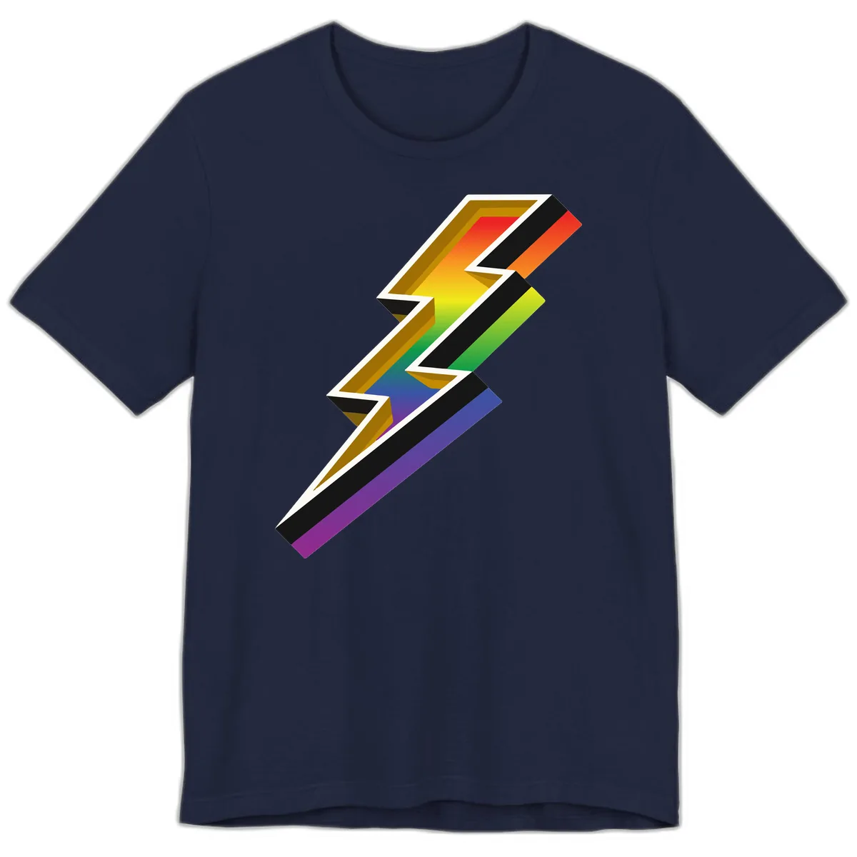 Rainbow Lightning Pride Bolt Premium T-Shirt in Navy
