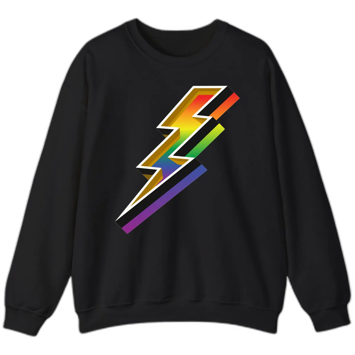 Rainbow Lightning Pride Bolt Sweatshirt in Black