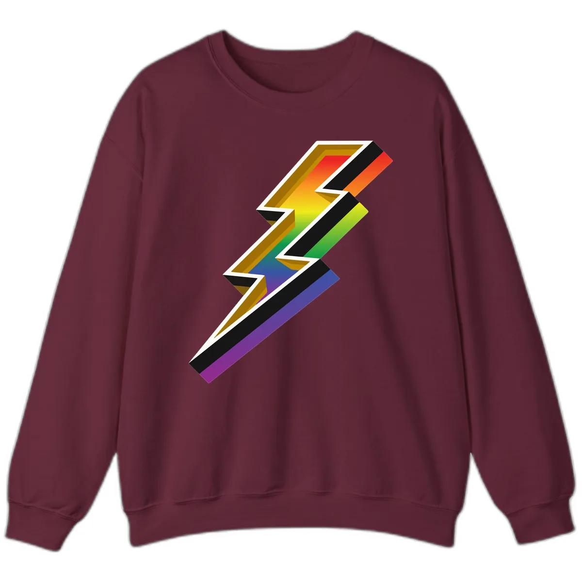 Rainbow Lightning Pride Bolt Sweatshirt in Maroon