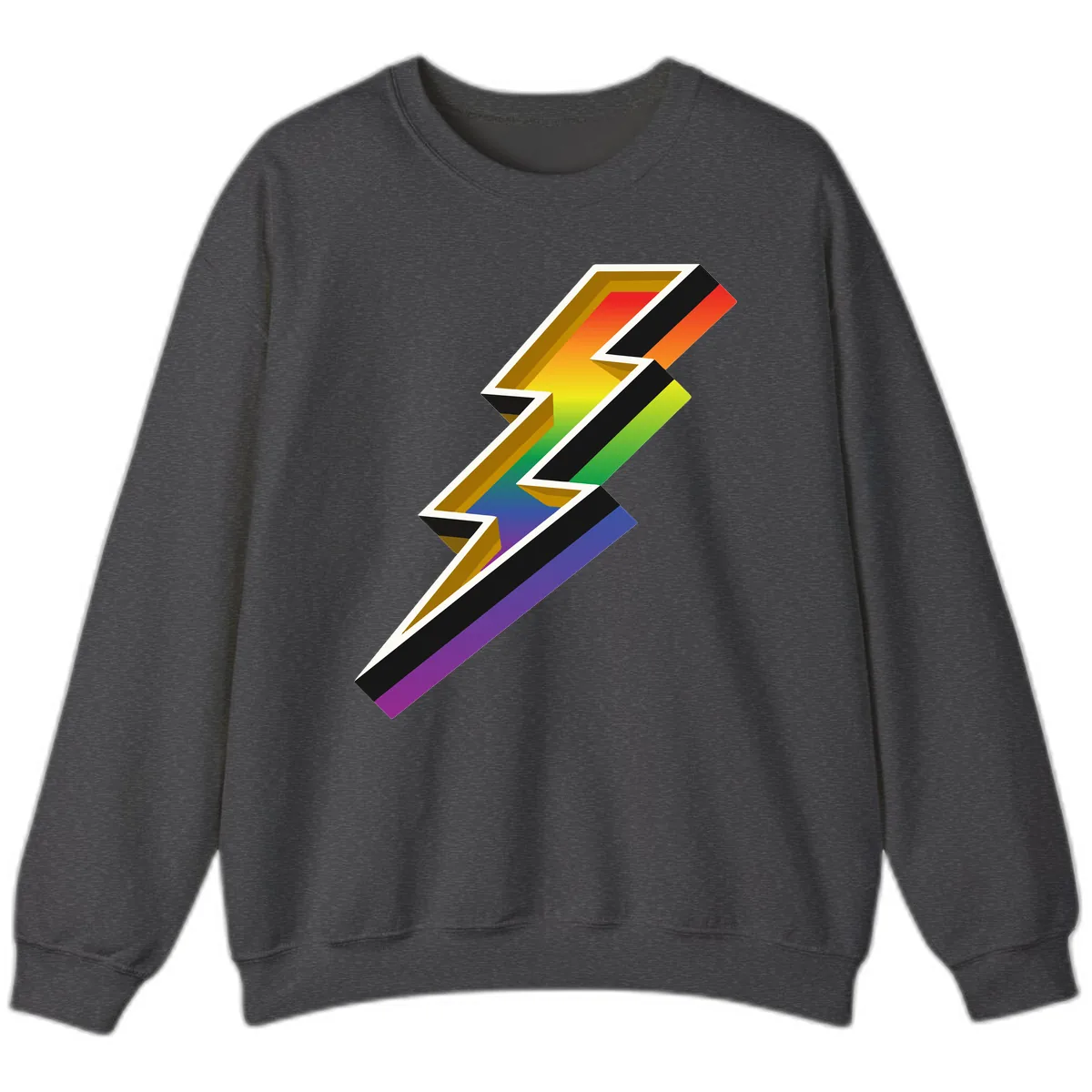 Rainbow Lightning Pride Bolt Sweatshirt in Dark Heather