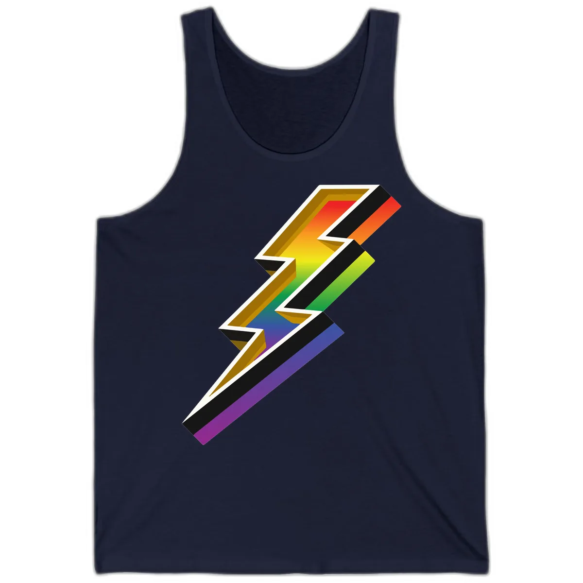 Rainbow Lightning Pride Bolt Tank in Navy