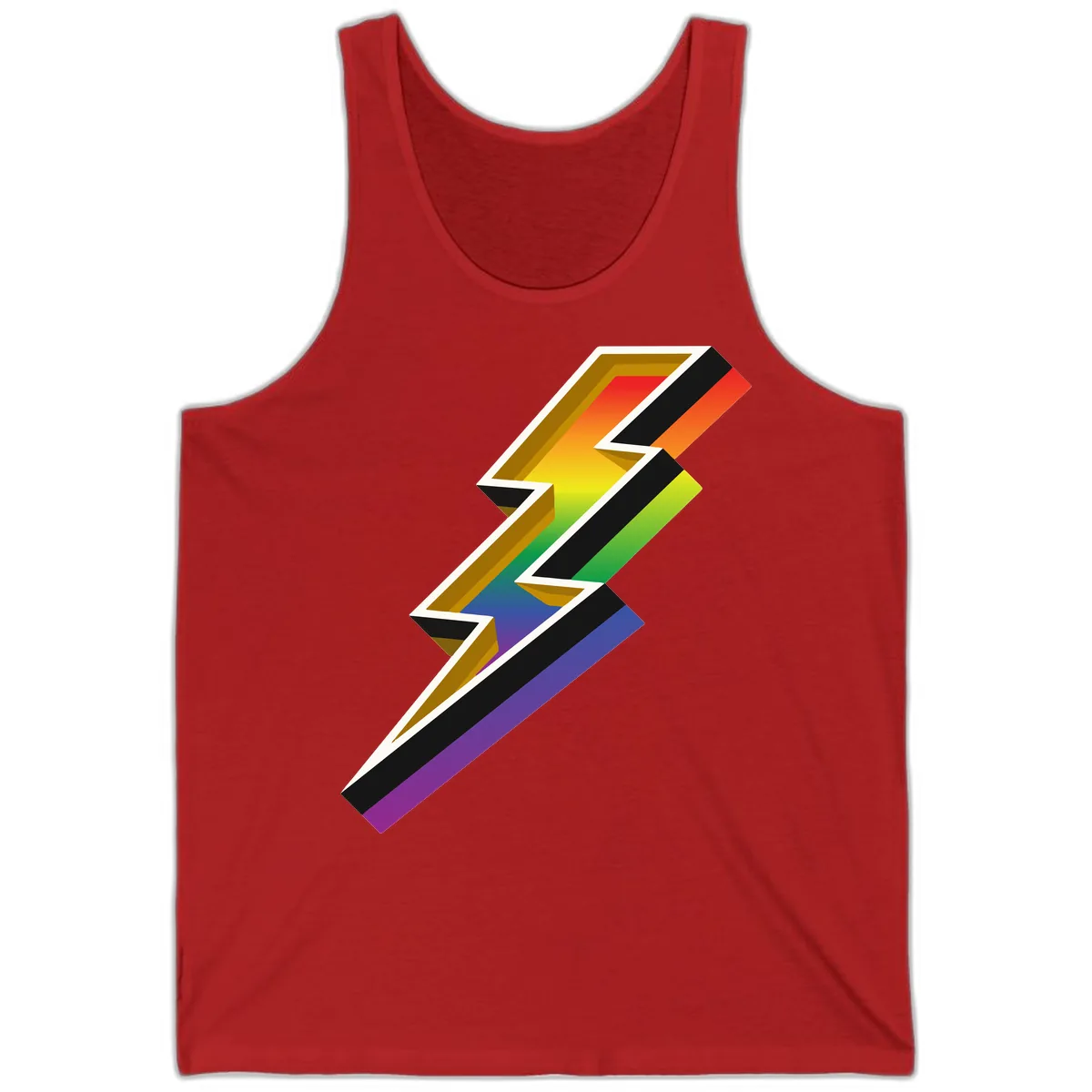 Rainbow Lightning Pride Bolt Tank in Red
