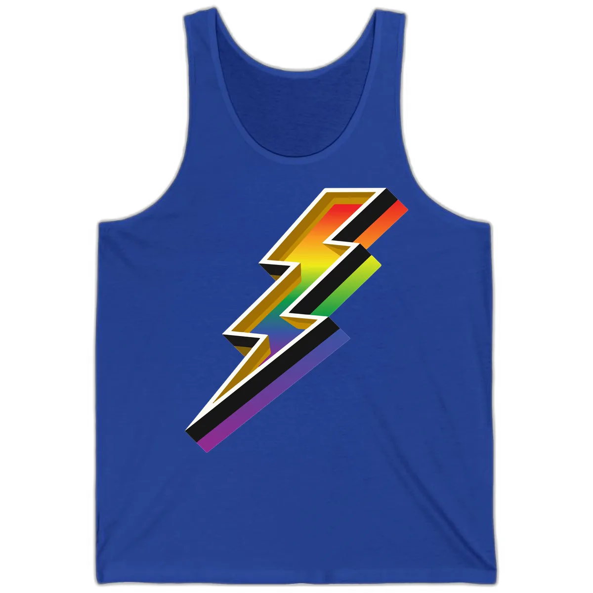Rainbow Lightning Pride Bolt Tank in True Royal