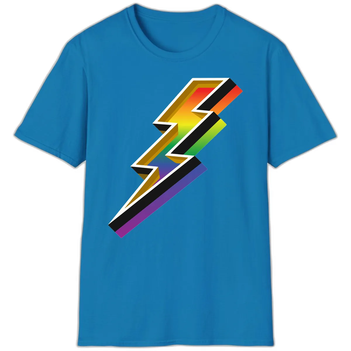 Rainbow Lightning Pride Bolt T-Shirt in Sapphire