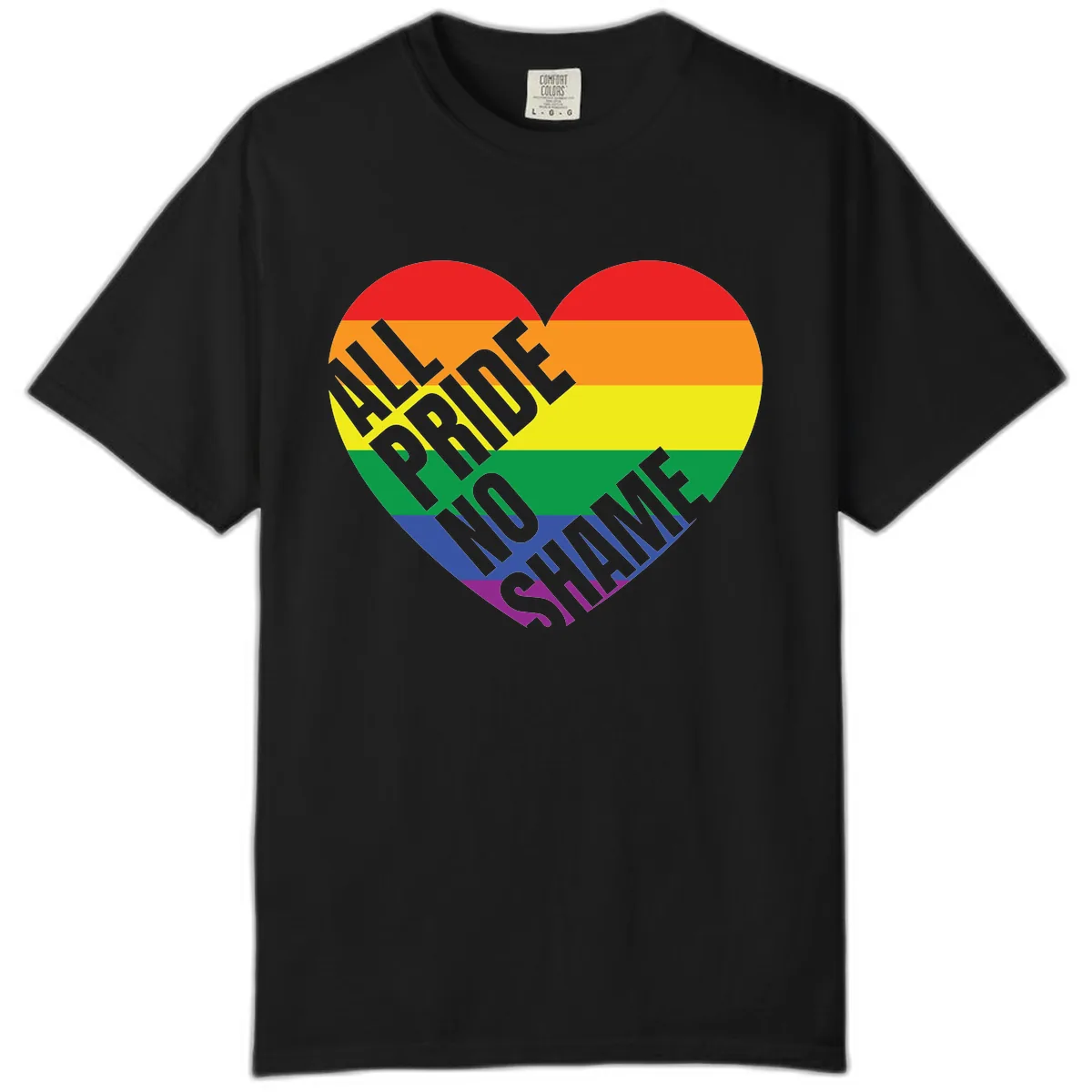 Love Is Love Rainbow Pride Heart Comfort Color in Black