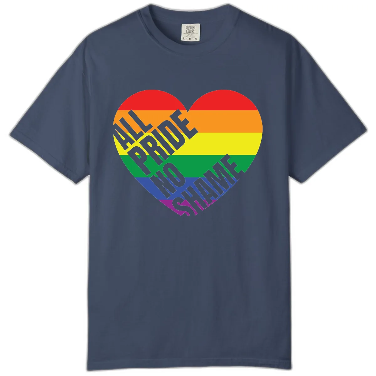 Love Is Love Rainbow Pride Heart Comfort Color in Midnight