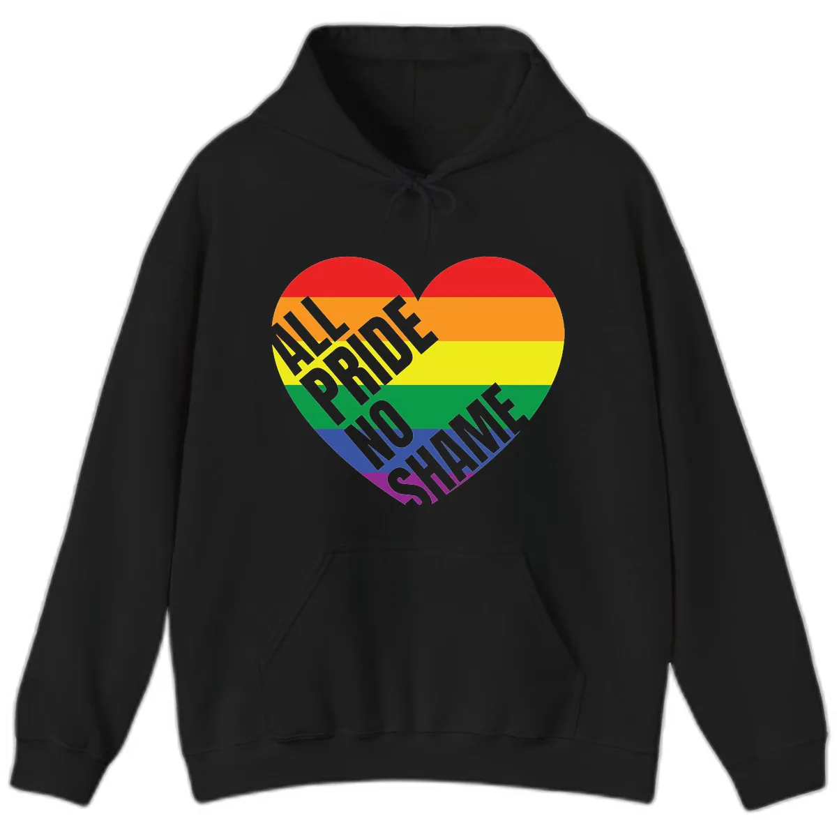 Love Is Love Rainbow Pride Heart Hoodie in Black