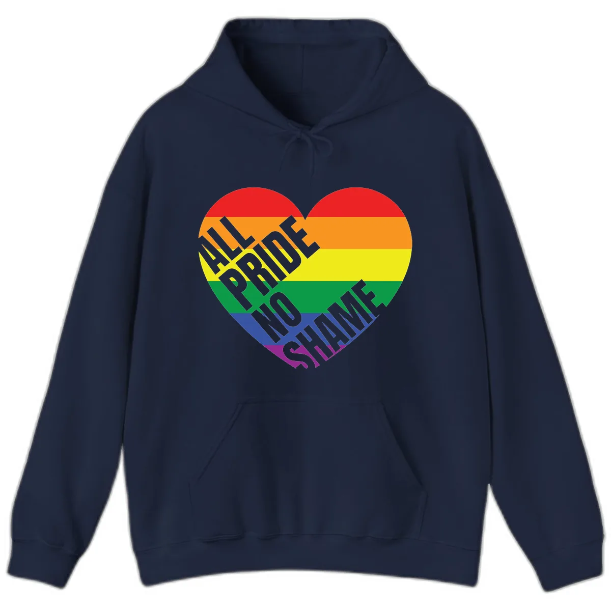 Love Is Love Rainbow Pride Heart Hoodie in Navy