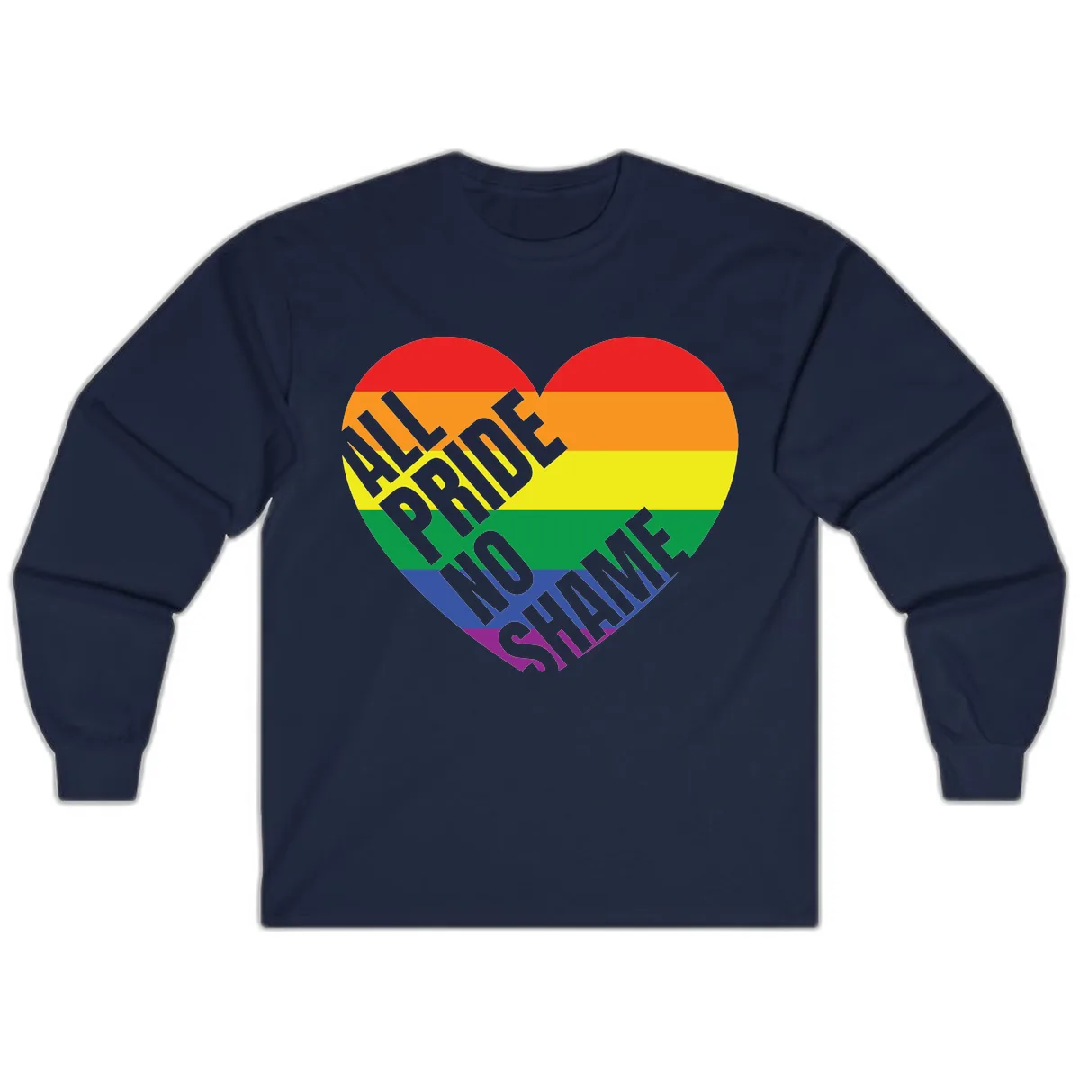 Love Is Love Rainbow Pride Heart Long Sleeve in Navy