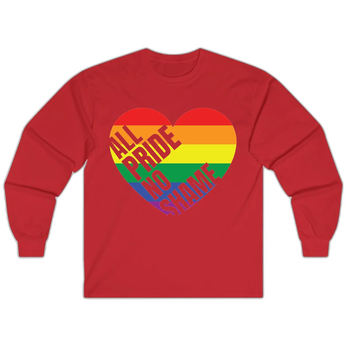 Love Is Love Rainbow Pride Heart Long Sleeve in Red