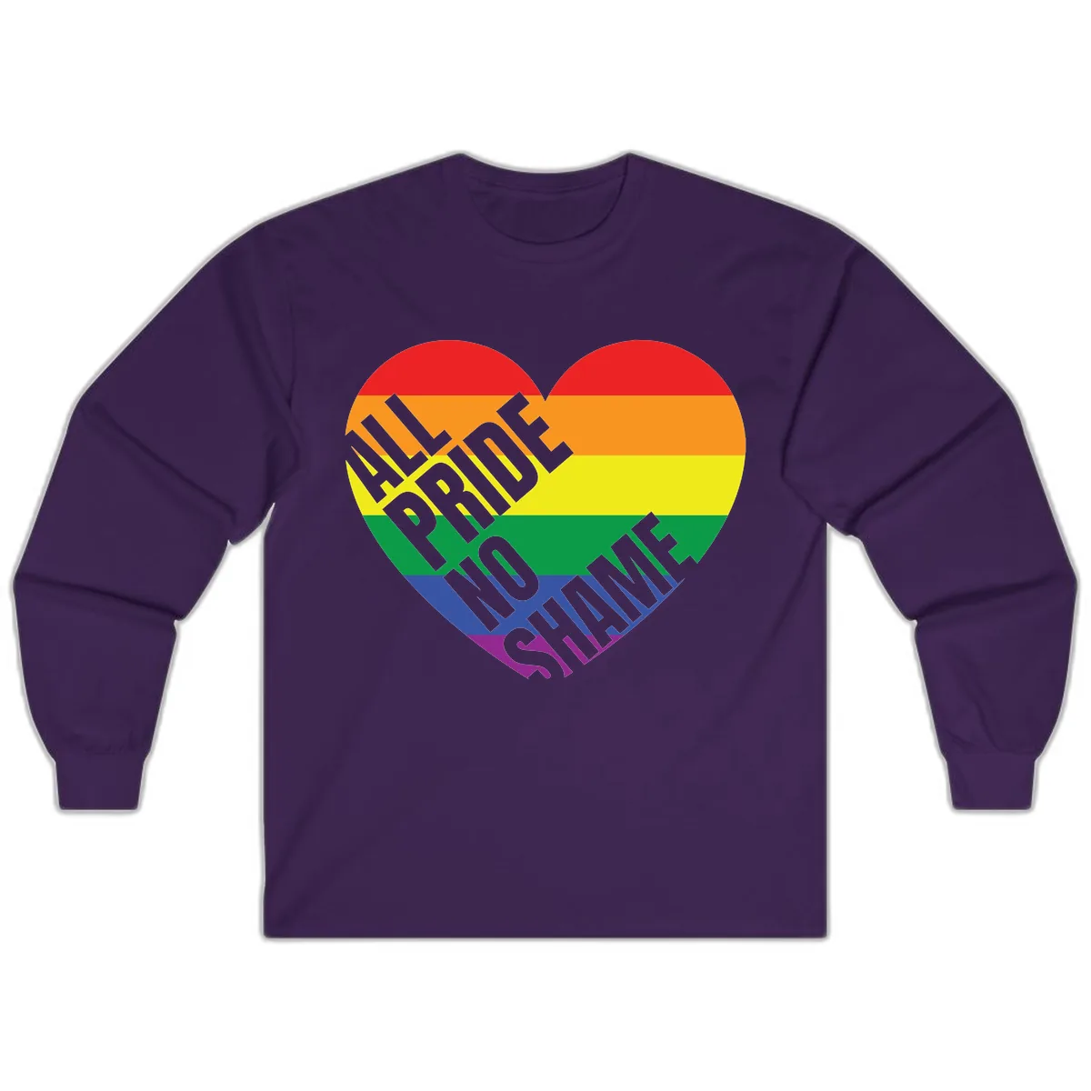 Love Is Love Rainbow Pride Heart Long Sleeve in Purple