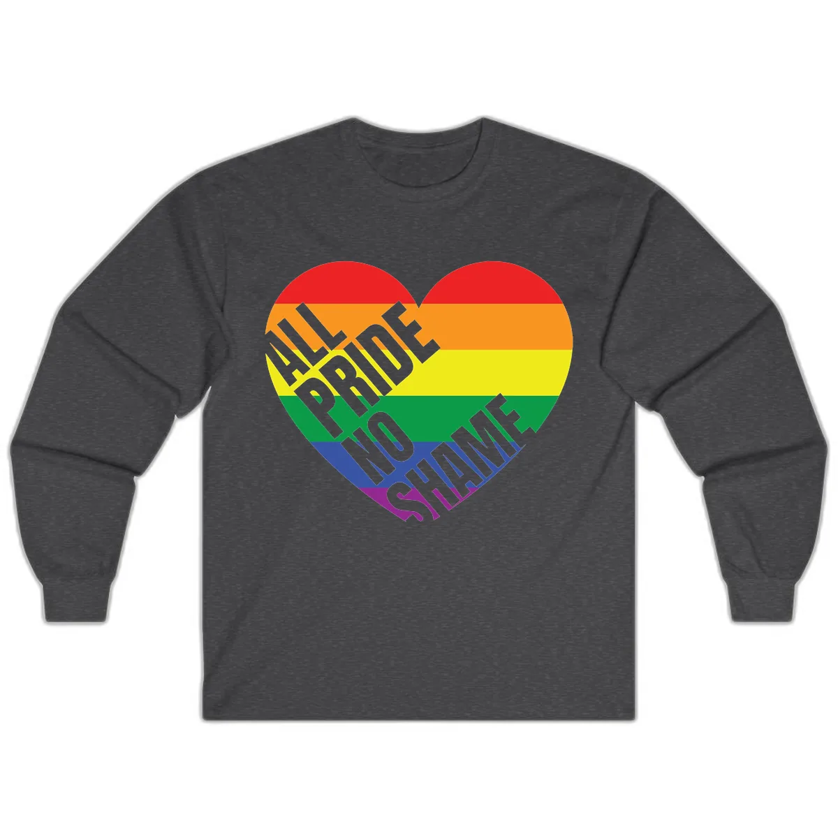 Love Is Love Rainbow Pride Heart Long Sleeve in Dark Heather