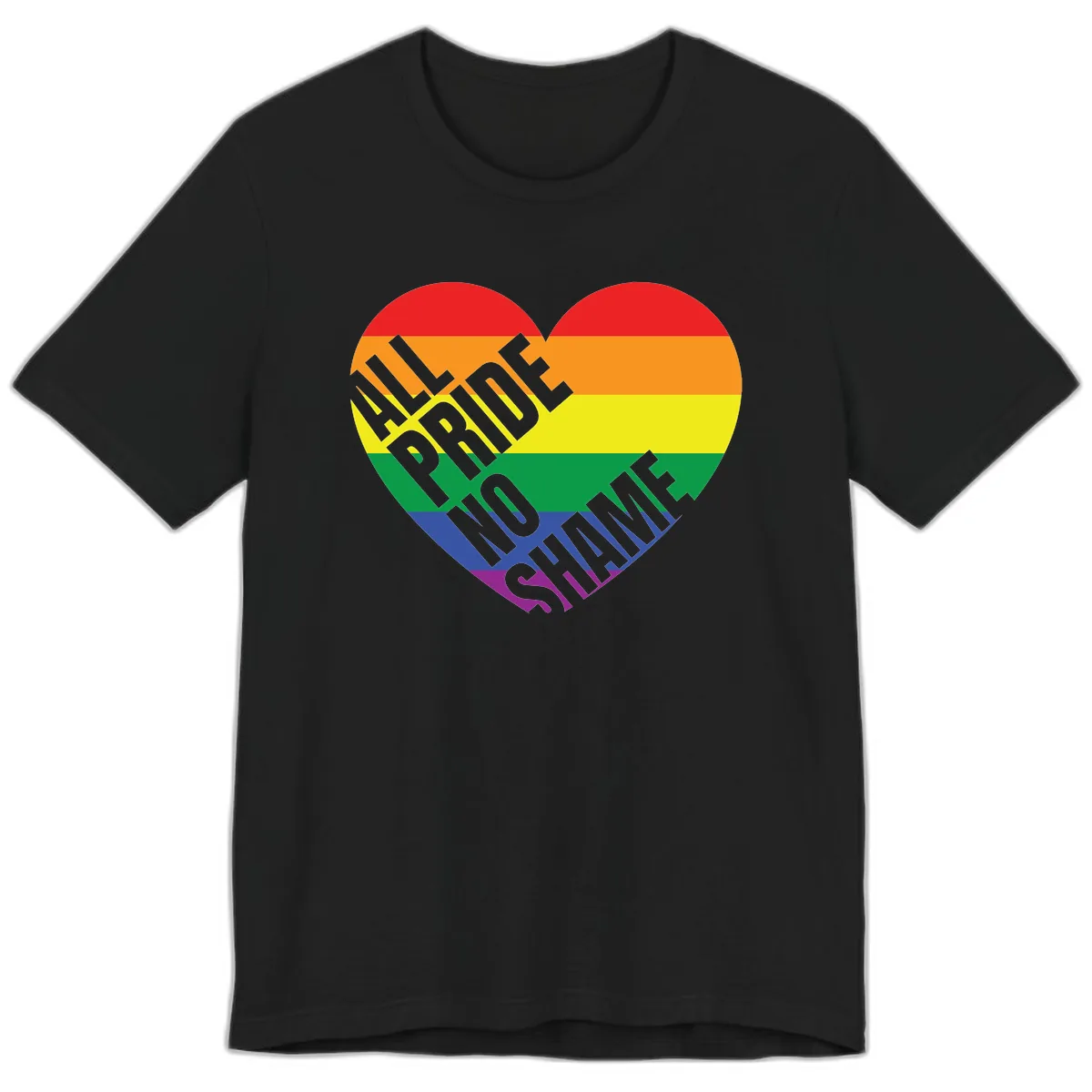 Love Is Love Rainbow Pride Heart Premium T-Shirt in Black
