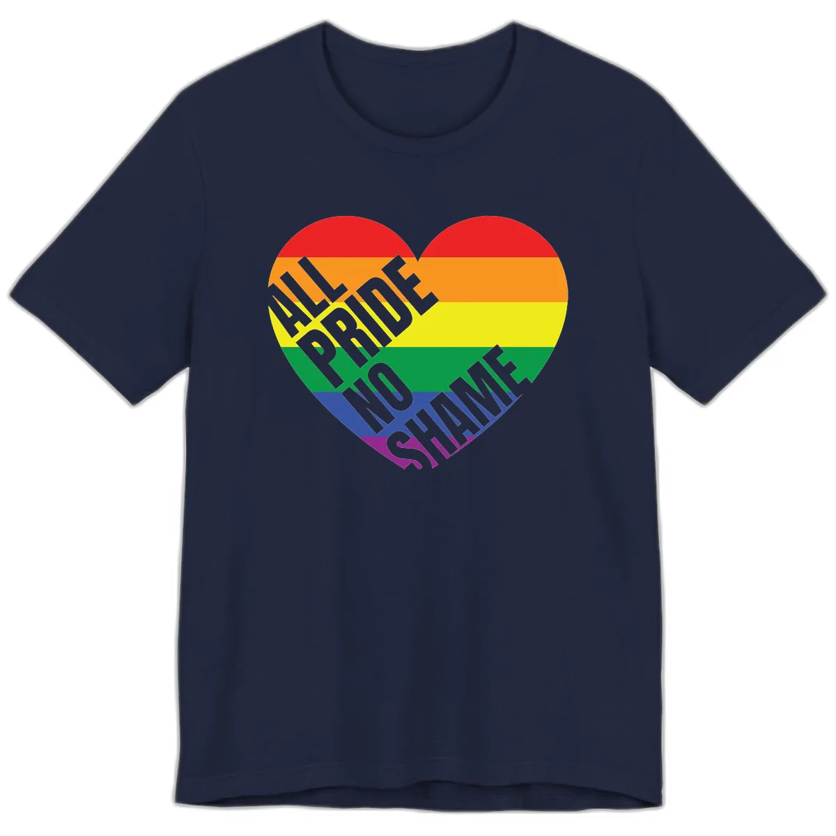 Love Is Love Rainbow Pride Heart Premium T-Shirt in Navy