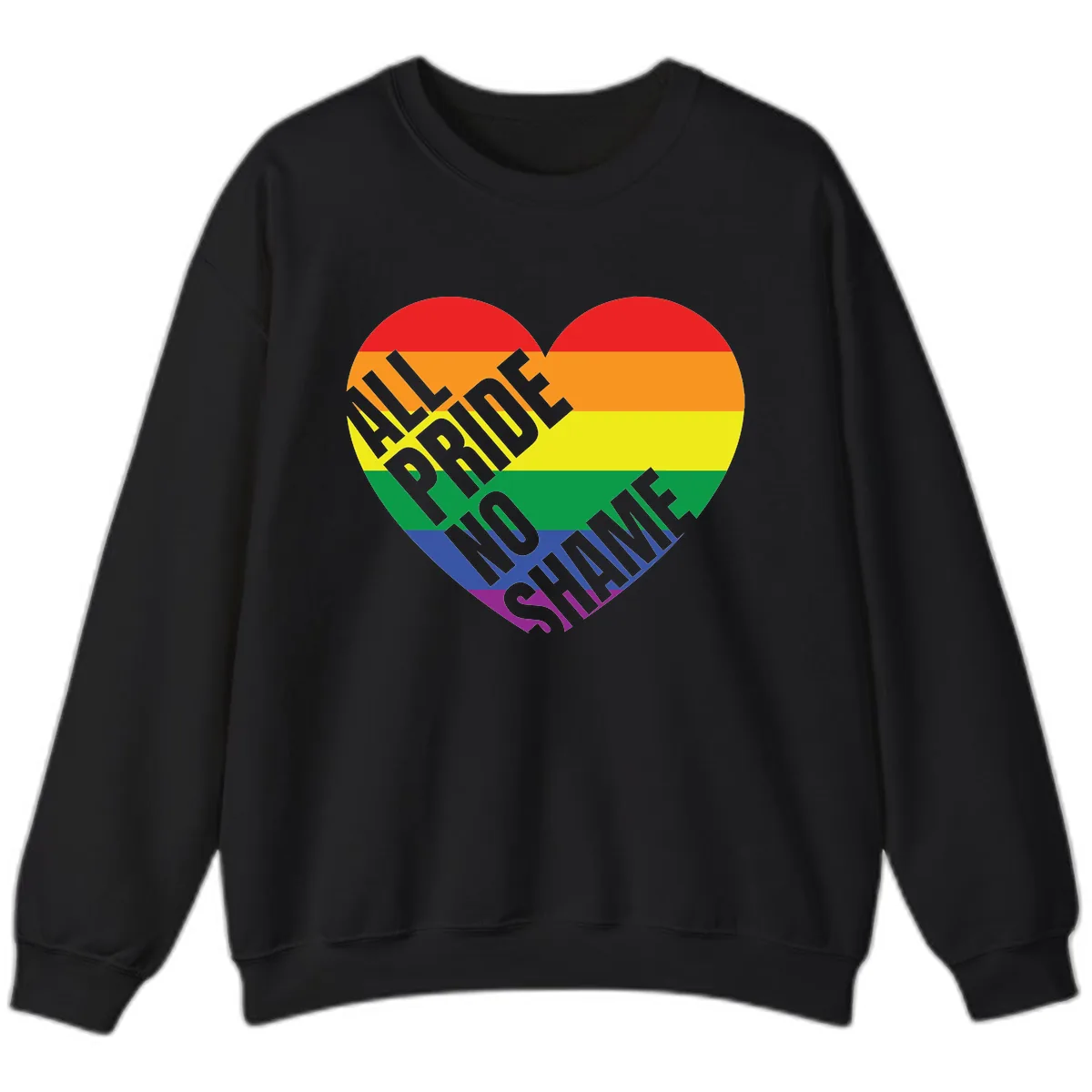 Love Is Love Rainbow Pride Heart Sweatshirt in Black